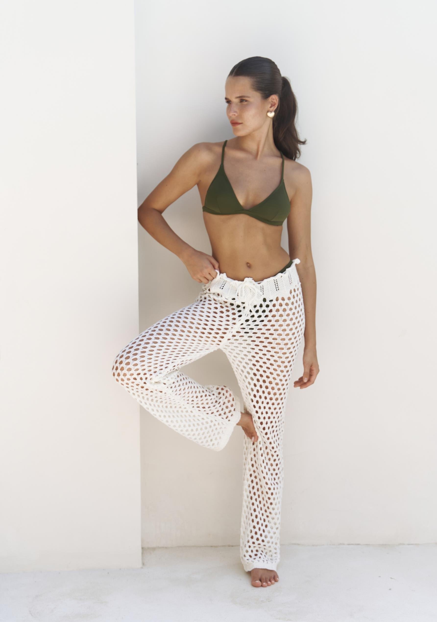 Texas Bağcıklı Ekru Ajur Pantolon - EKRU