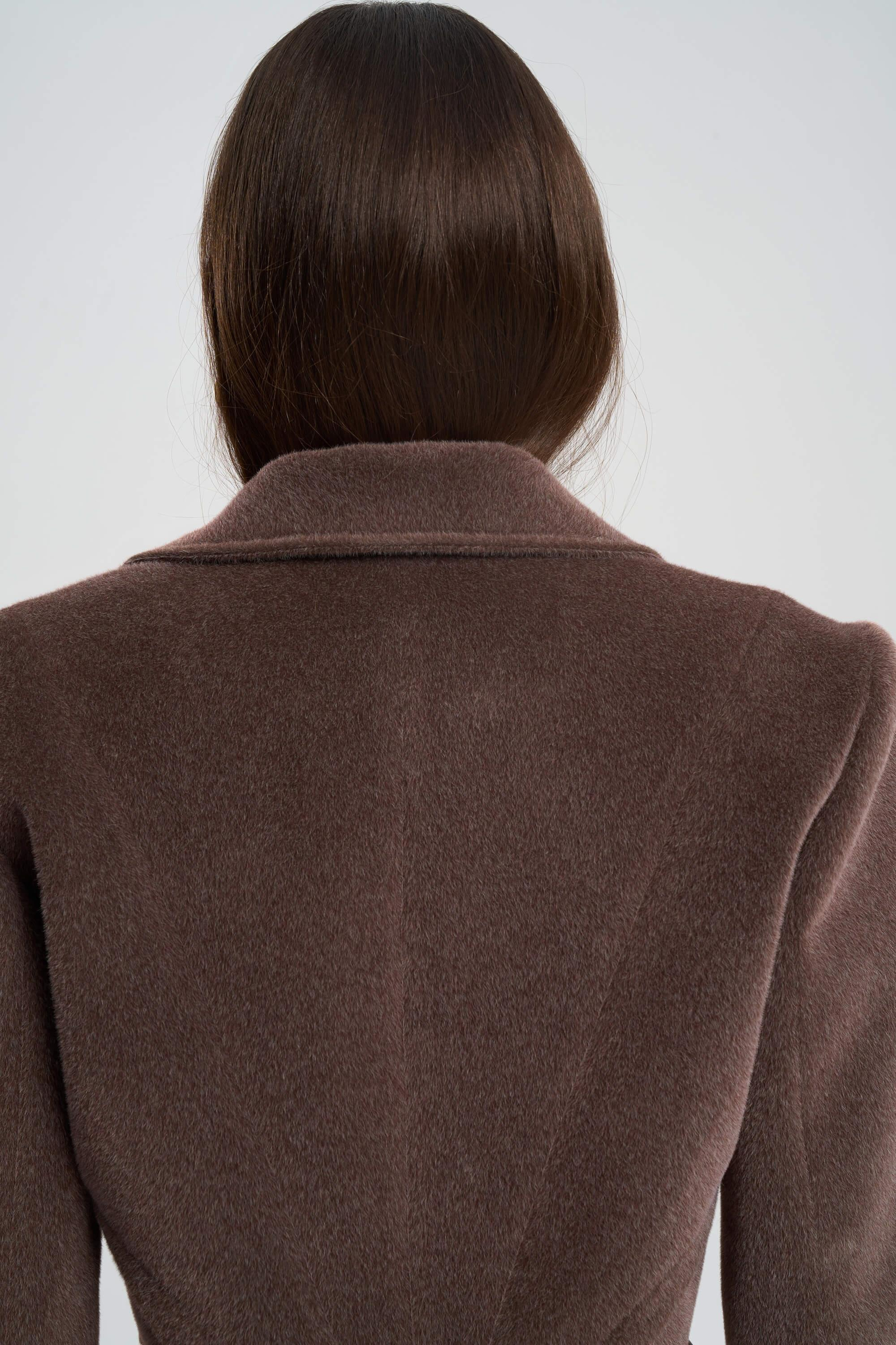 Teya Kahve Üçgen Detay Crop Ceket