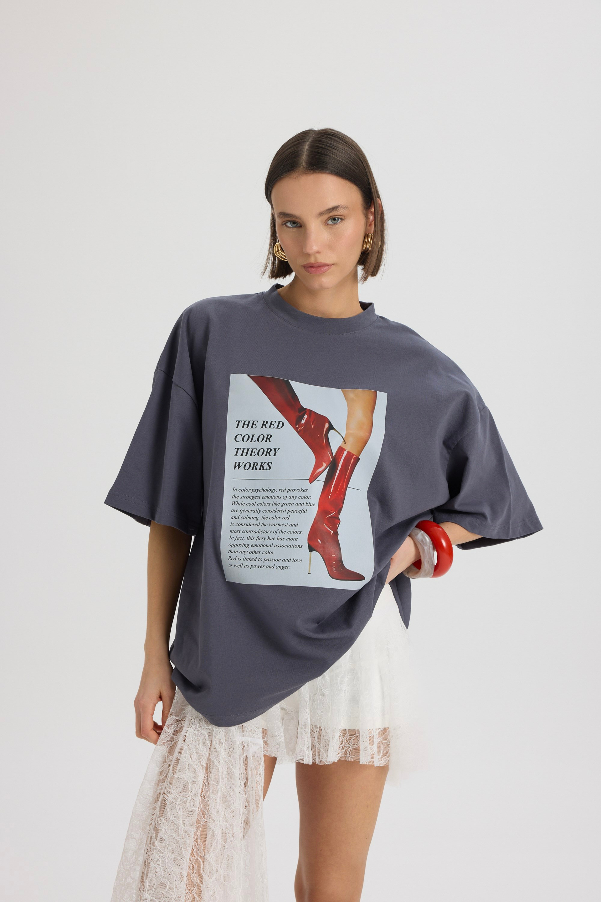 Theory Oversize Füme T-Shirt