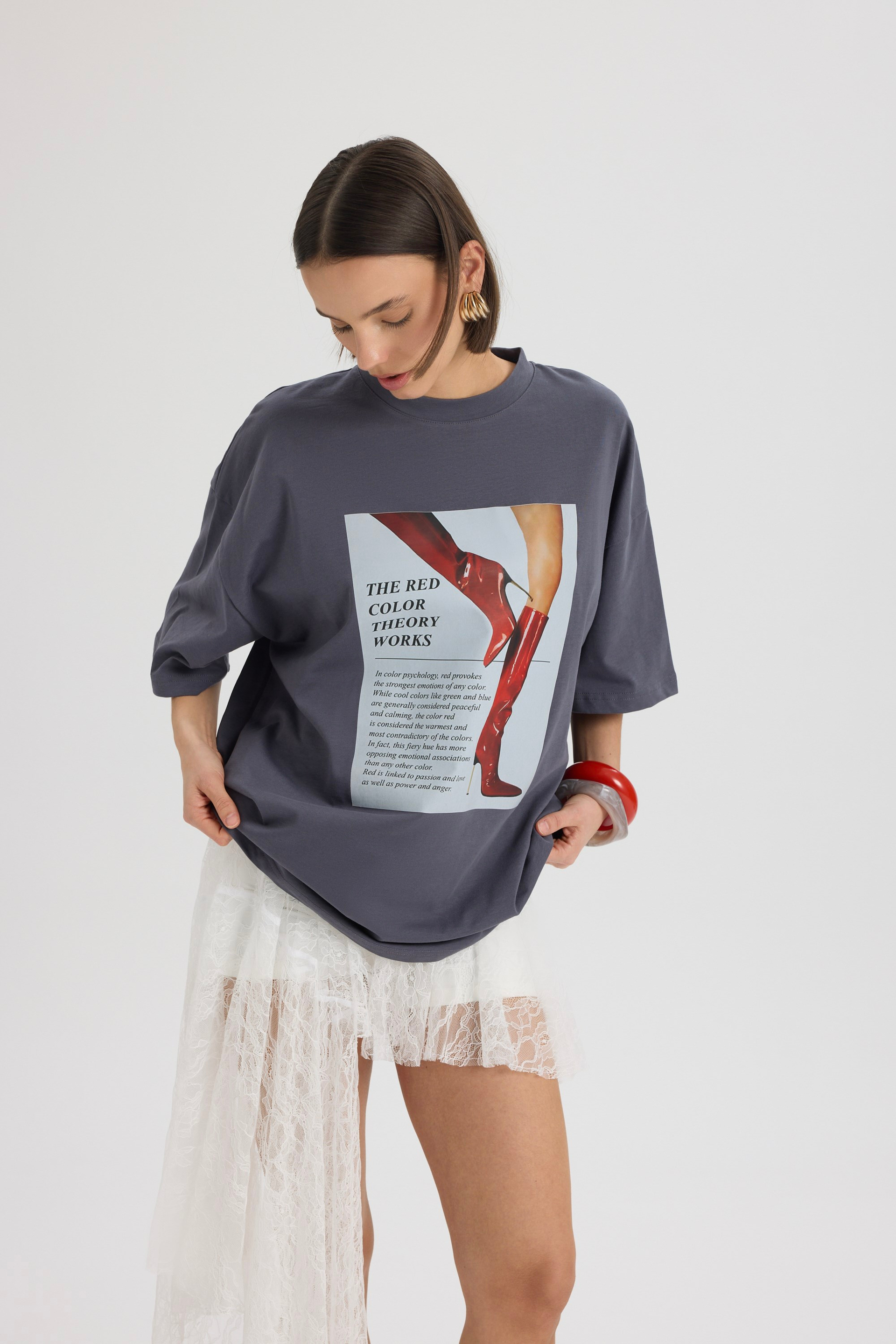 Theory Oversize Füme T-Shirt