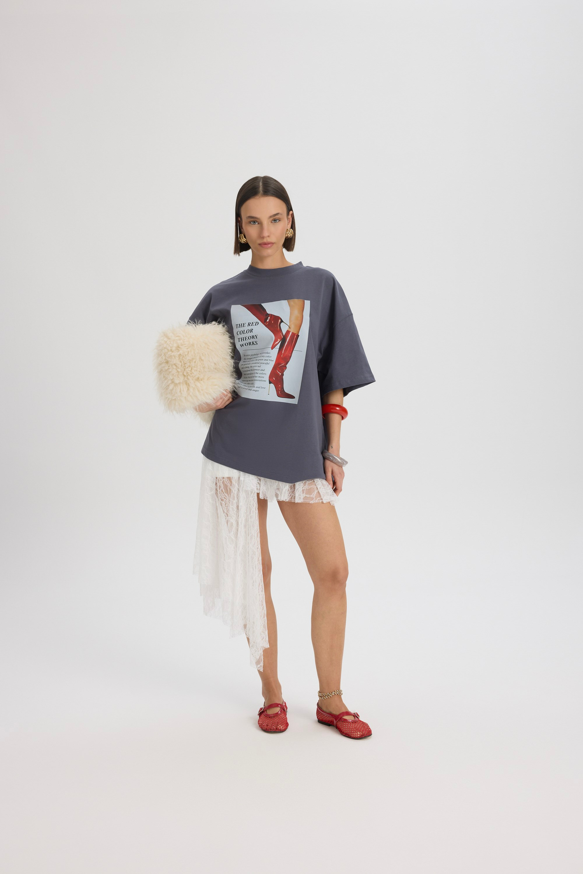 Theory Oversize Füme T-Shirt