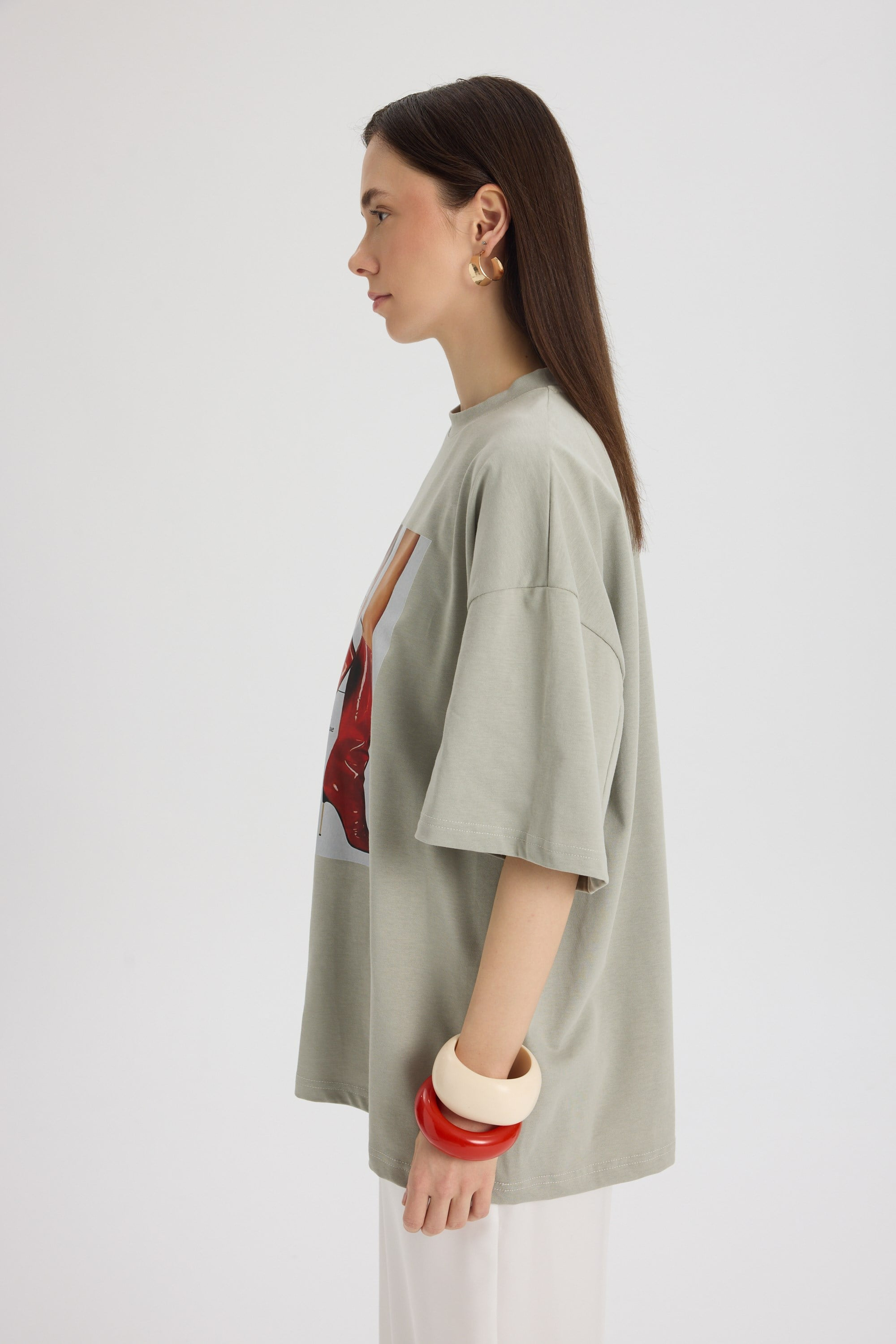 Theory Oversize Gri T-Shirt
