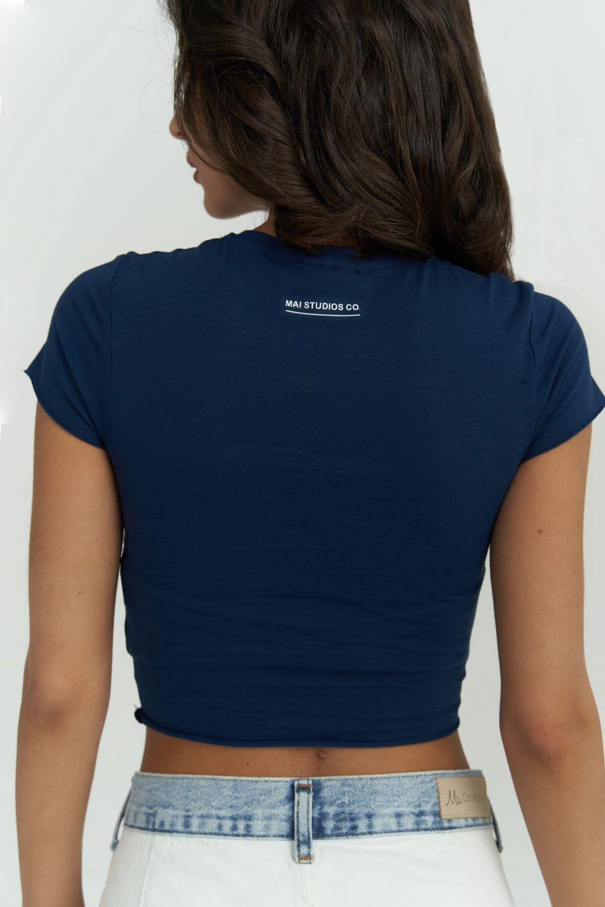 Toppin İndigo Penye Crop