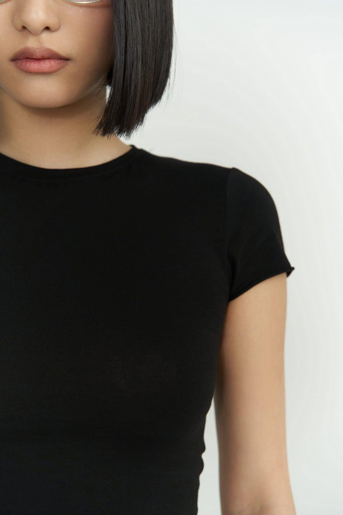 Toppin Siyah Penye Crop