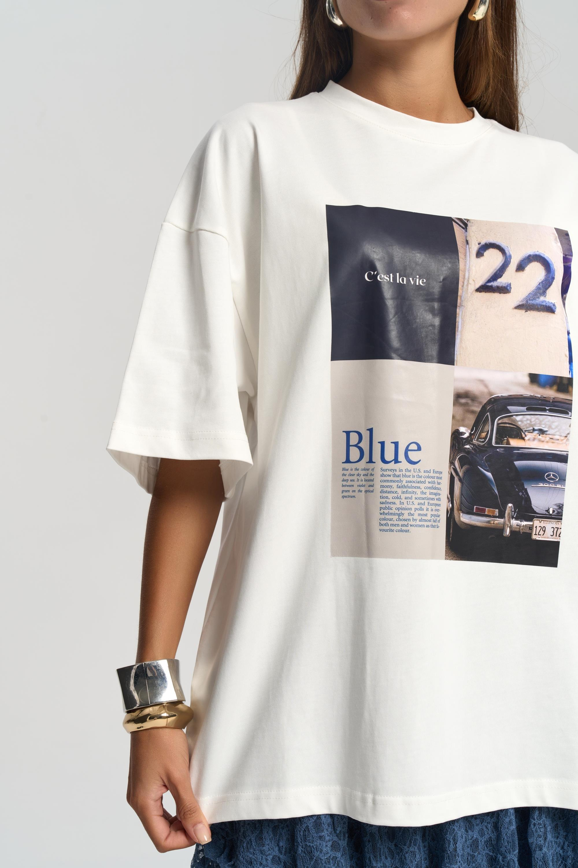 Twenty Two Oversize Beyaz T-Shirt