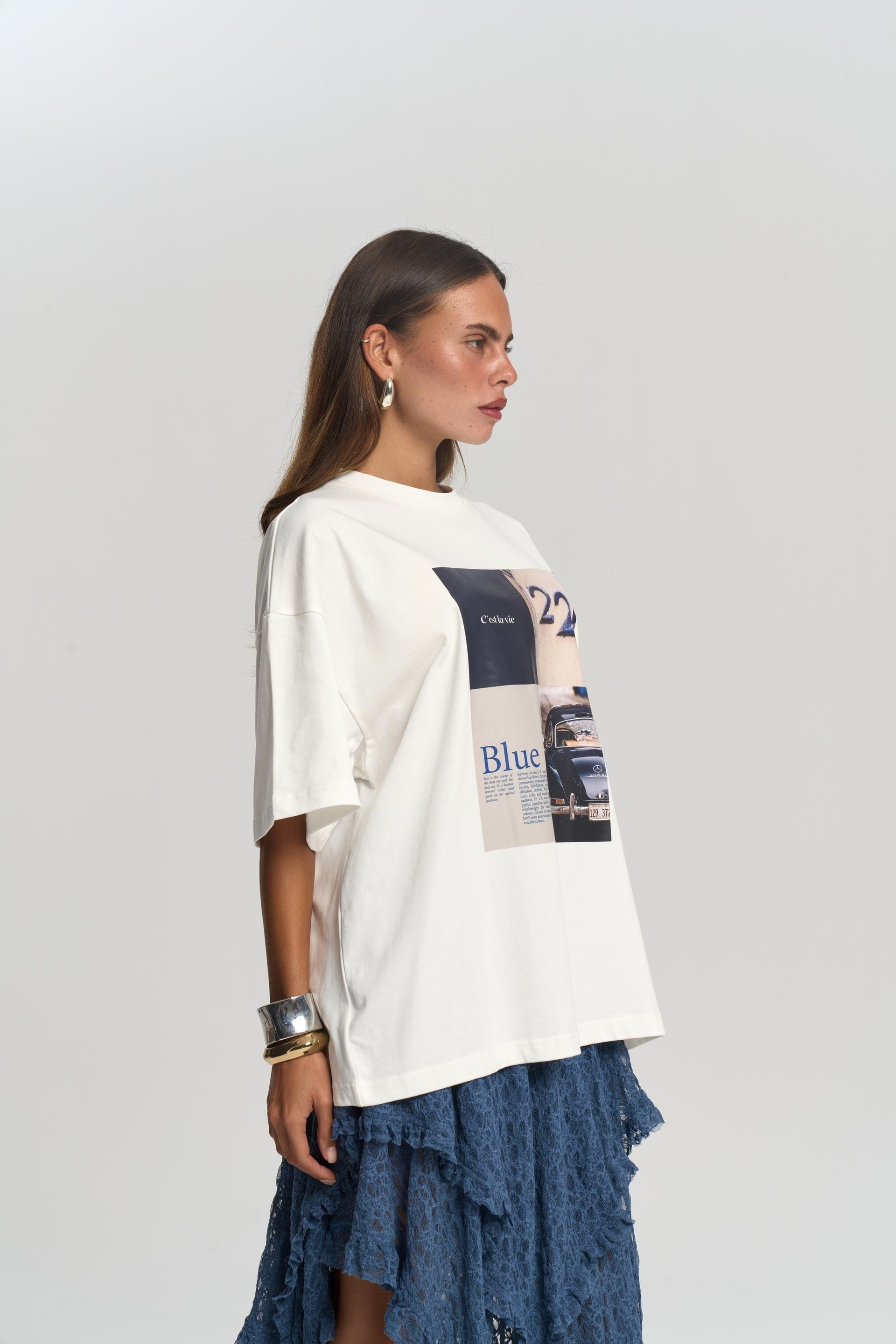Twenty Two Oversize Beyaz T-Shirt