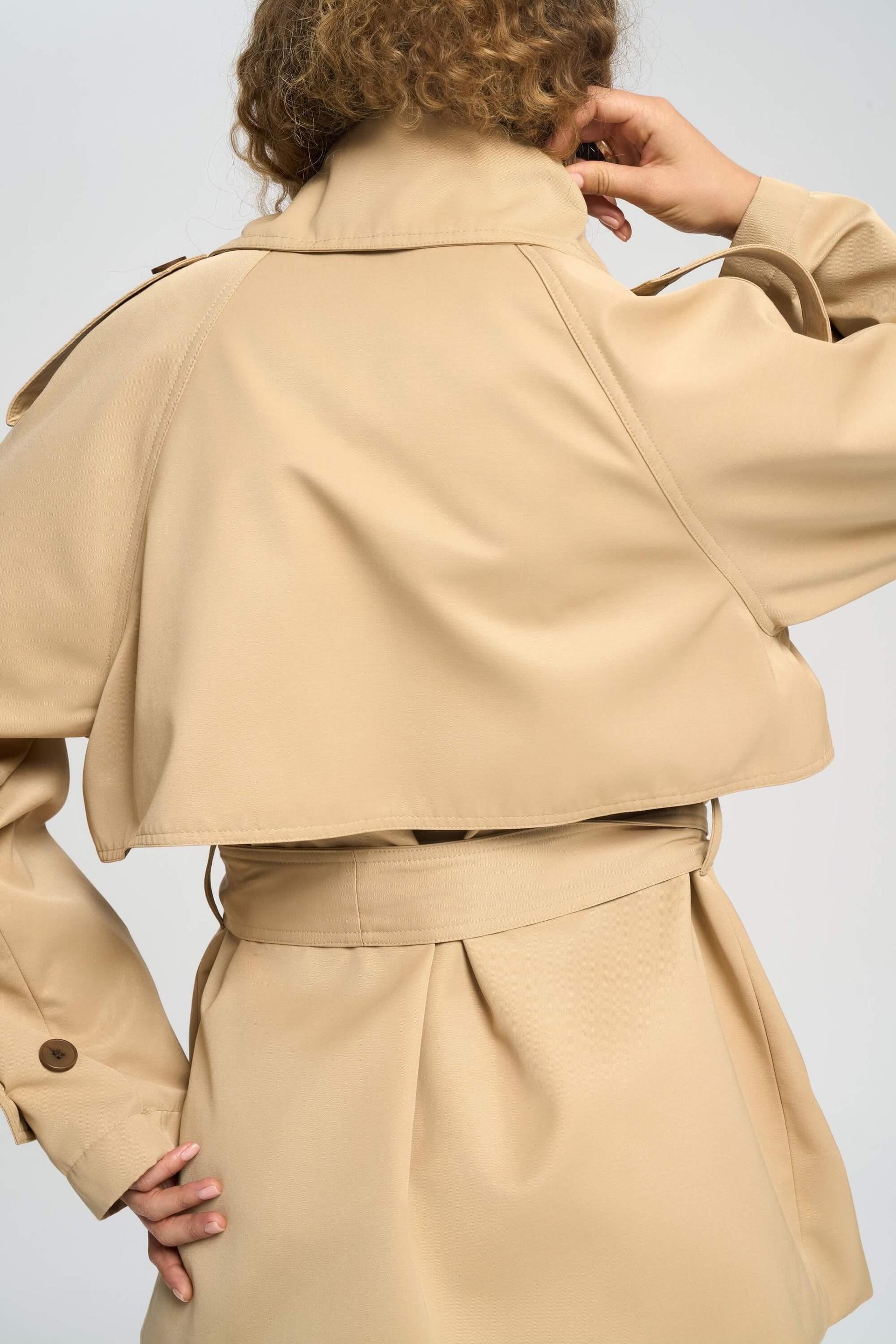 Tyra Camel Belted Short Trench Coat