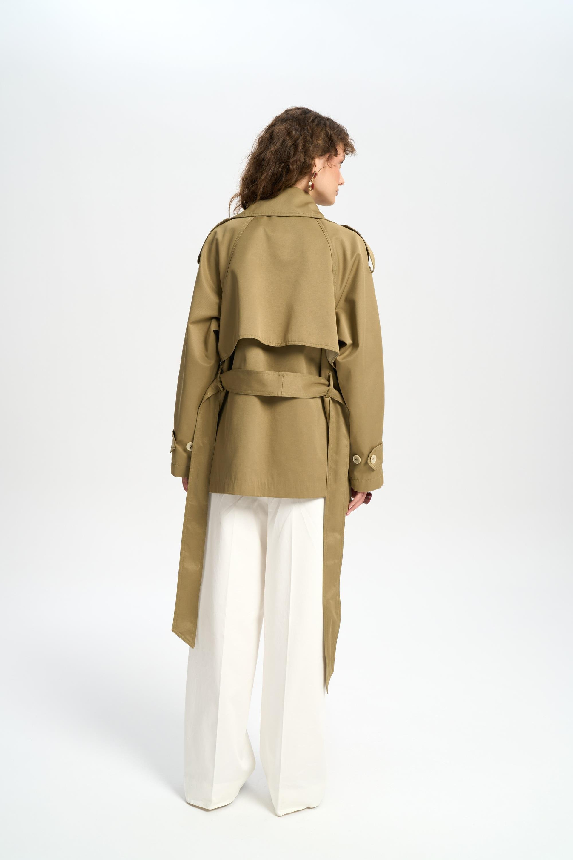 Tyra Haki Kemerli Kısa Trençkot