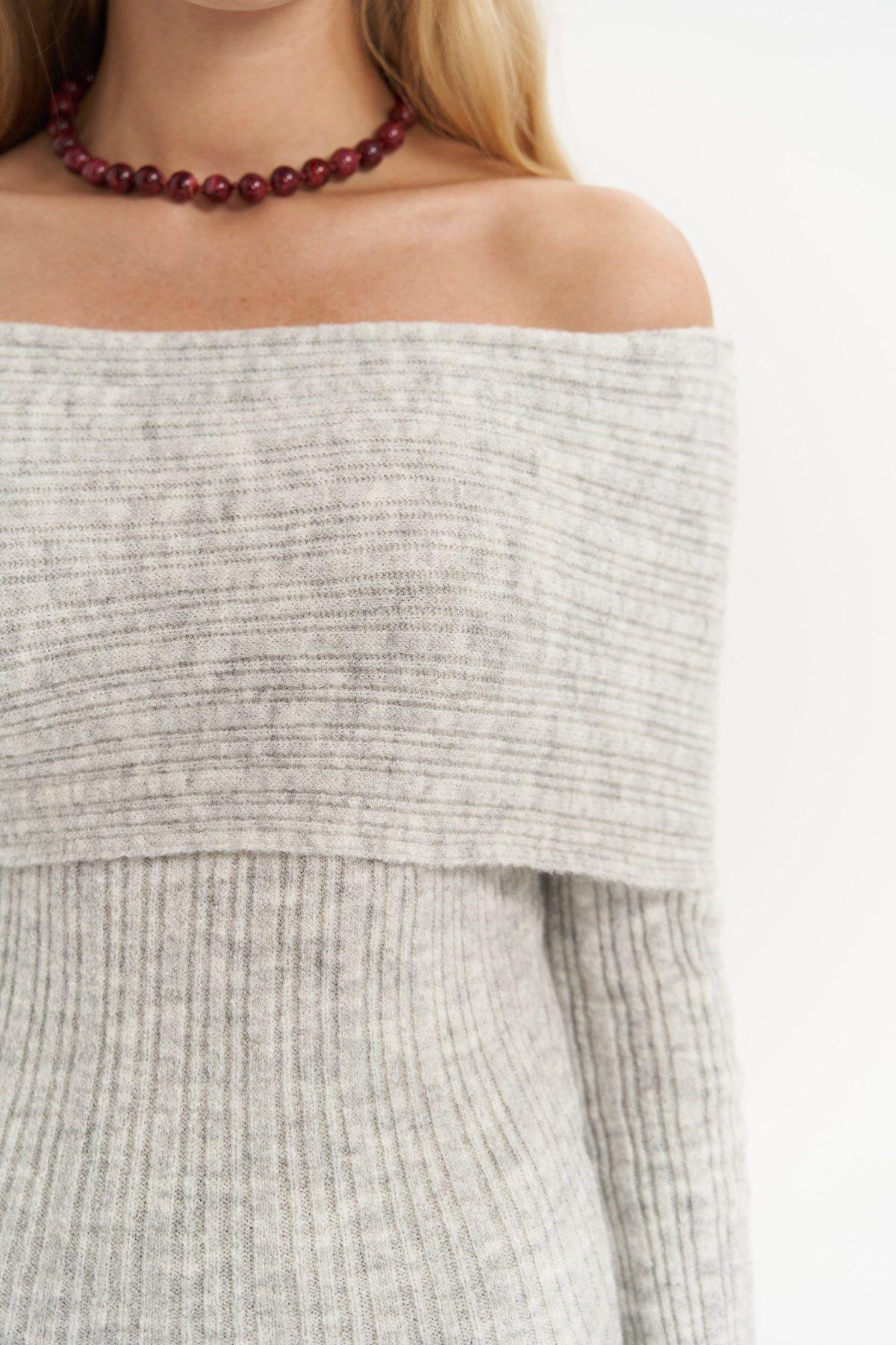 Valencia Gray Long Knit Dress