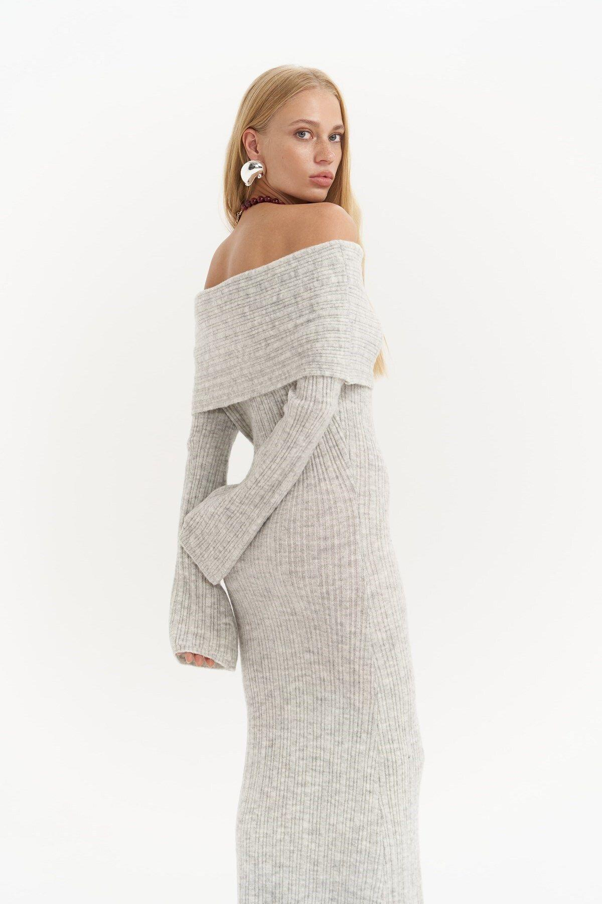 Valencia Gray Long Knit Dress