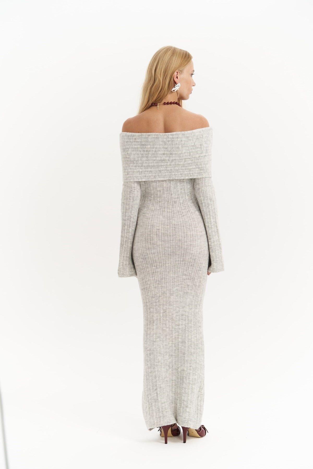 Valencia Gray Long Knit Dress