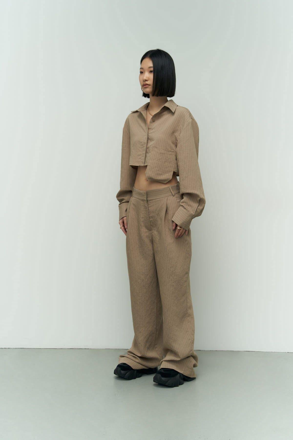 Valente Vizon Crop Gömlek Pantolon Takım