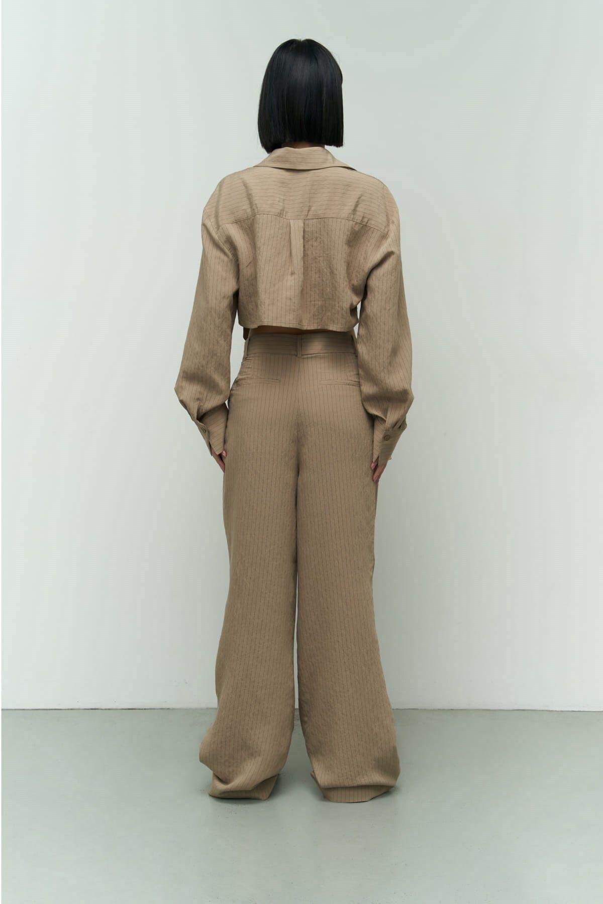 Valente Vizon Crop Gömlek Pantolon Takım