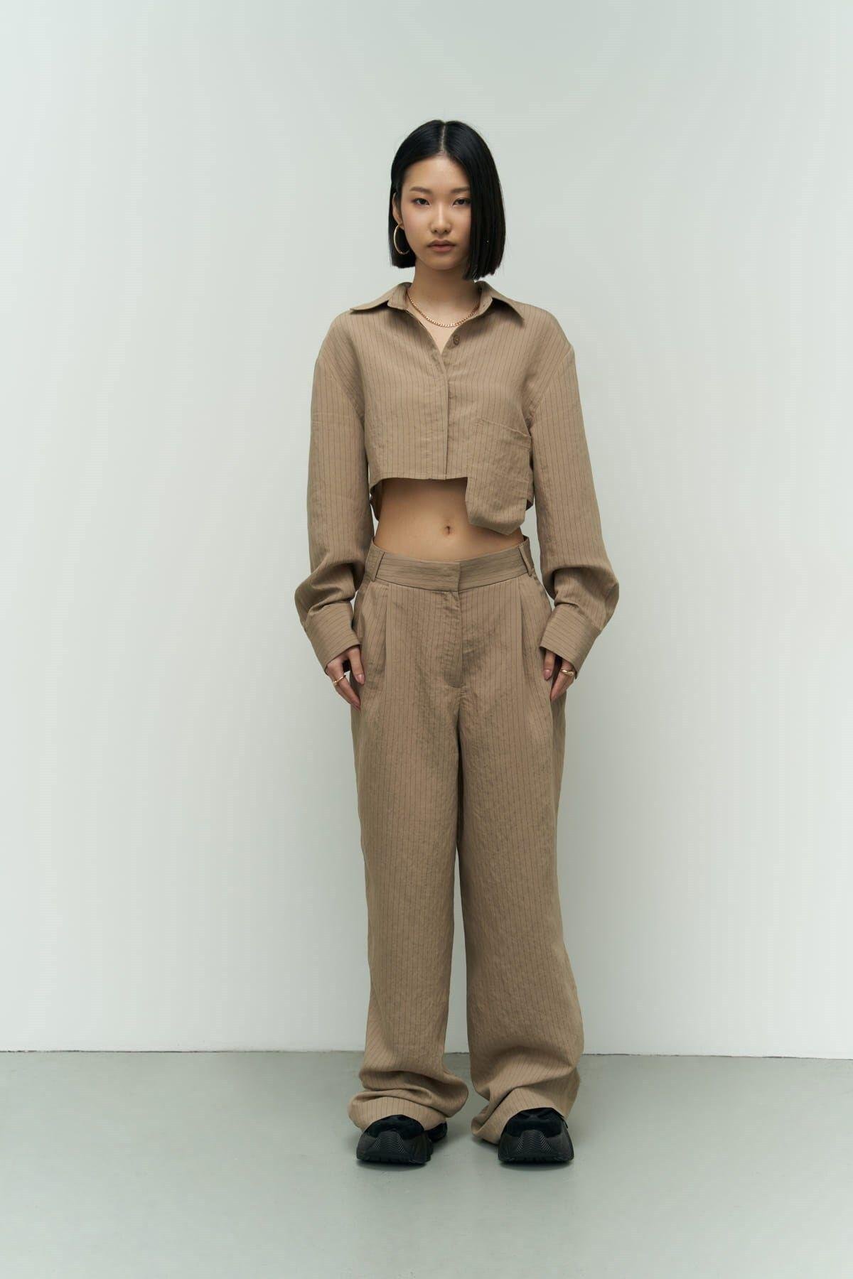 Valente Vizon Crop Gömlek Pantolon Takım