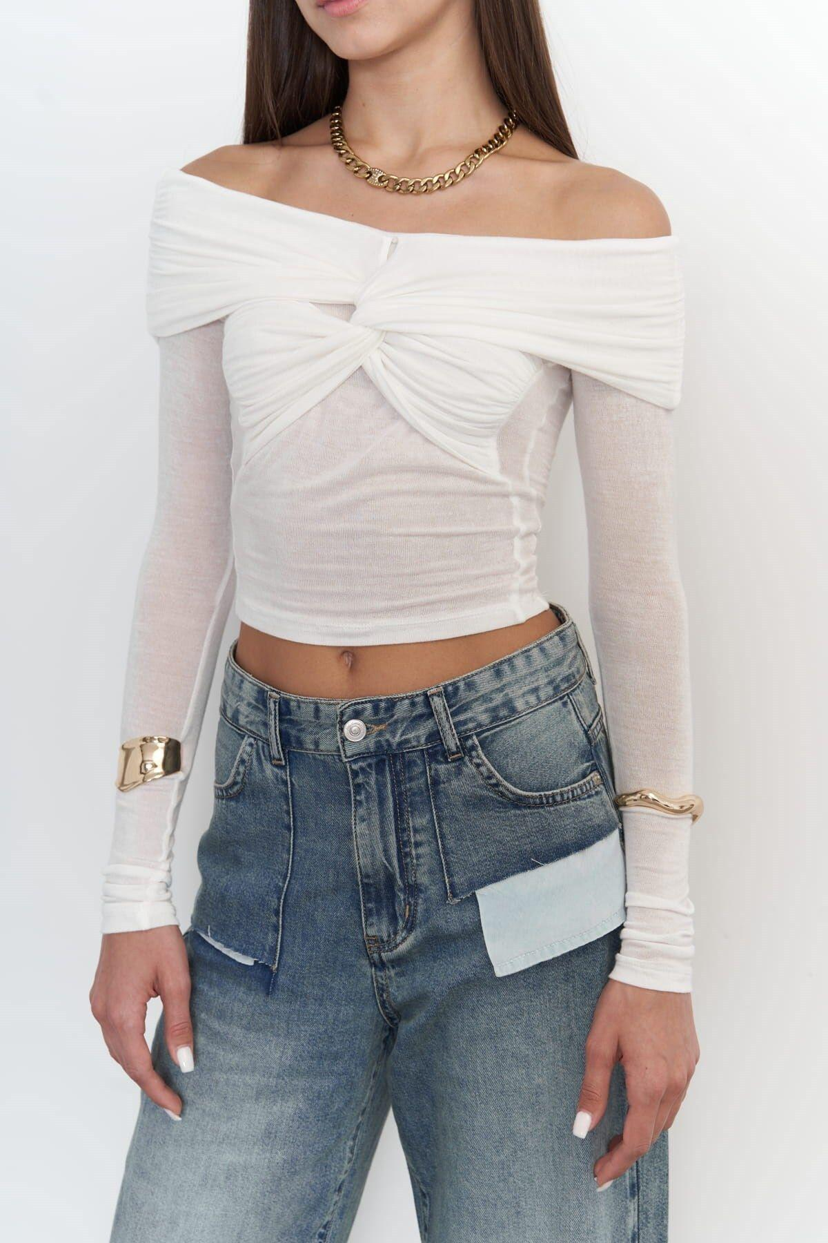 Vanni Long Sleeve White Blouse