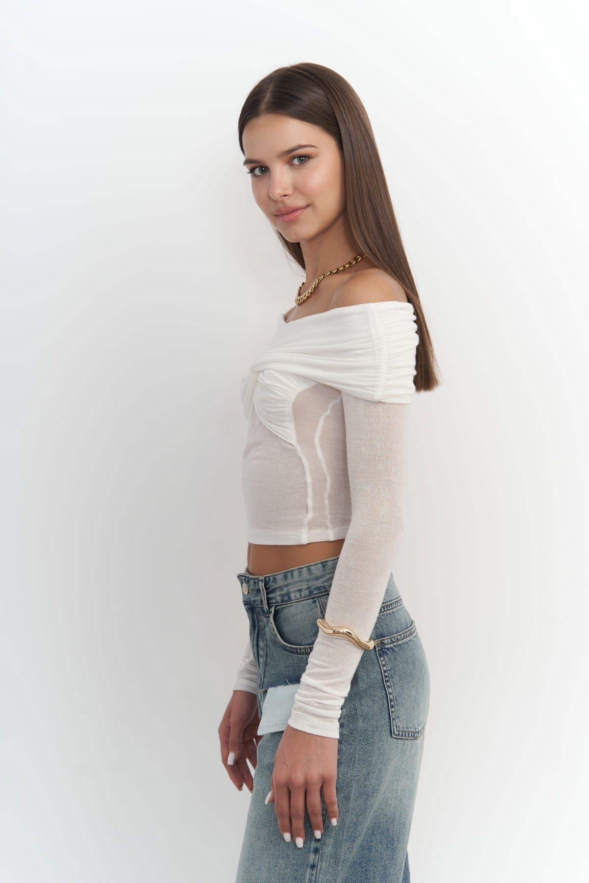 Vanni Long Sleeve White Blouse