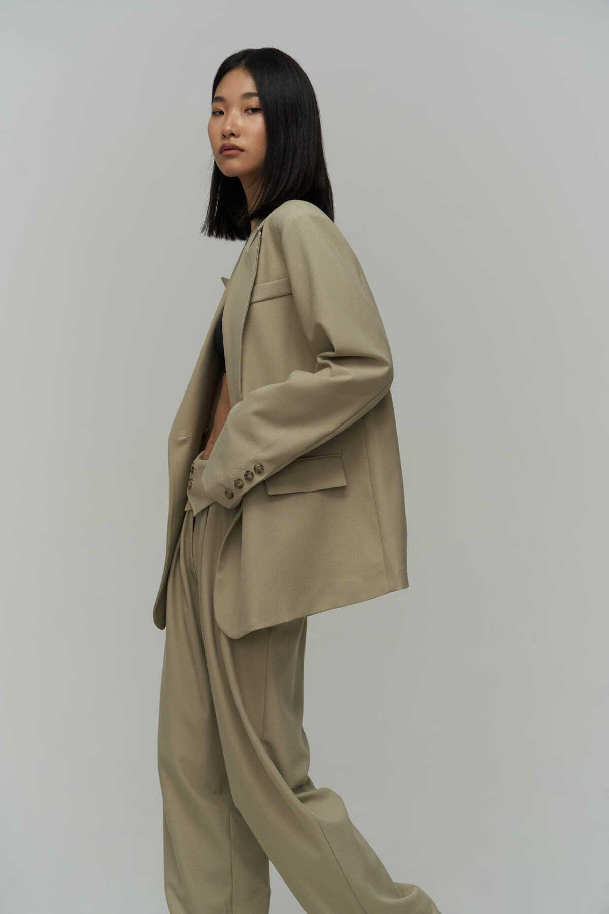 Mai Vanya Olive Green Blazer Suit