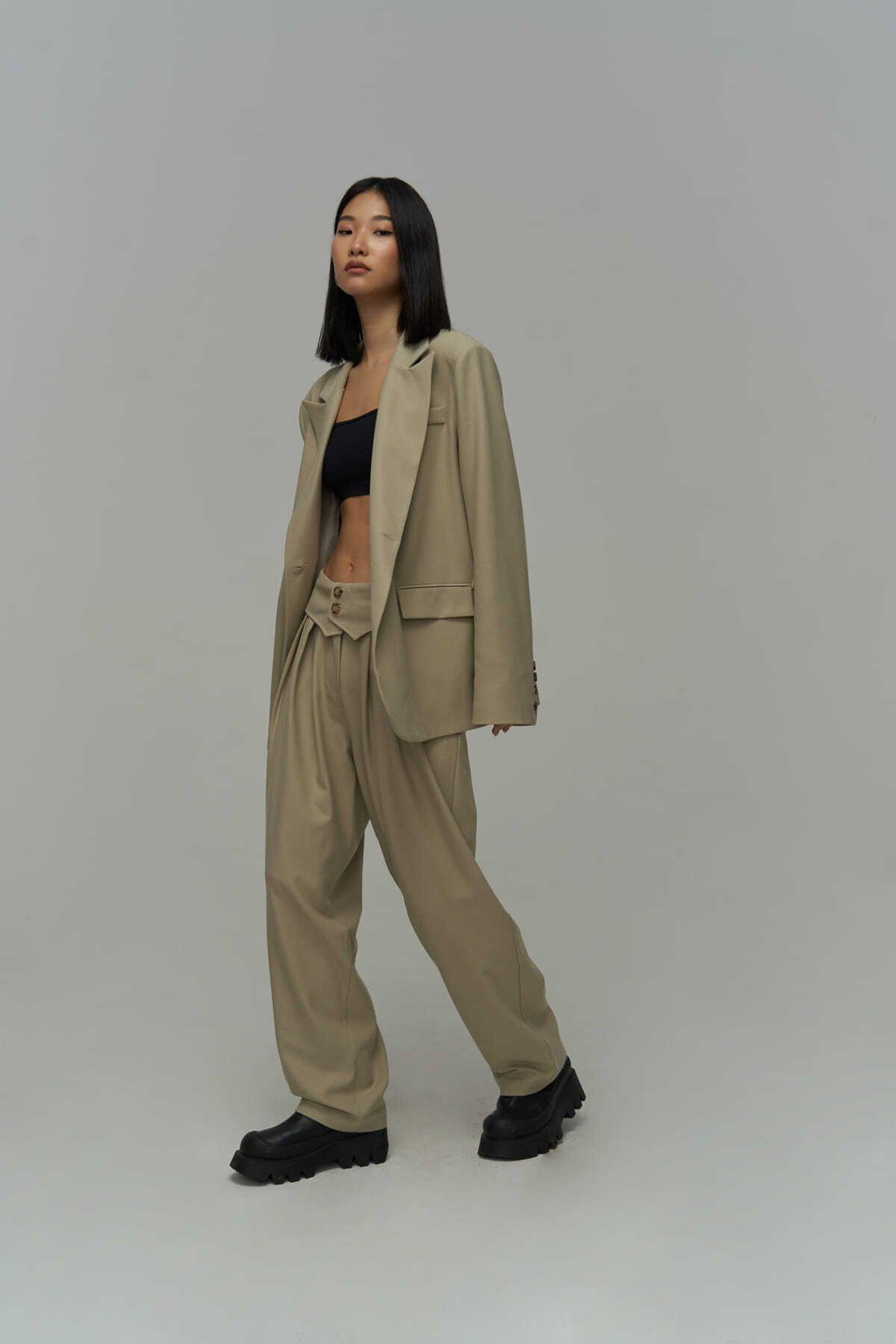 Mai Vanya Olive Green Blazer Suit