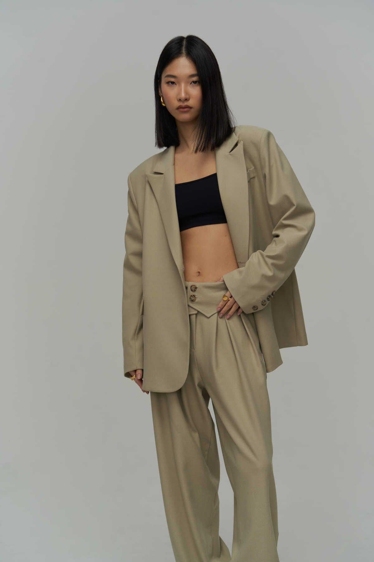 Mai Vanya Olive Green Blazer Suit