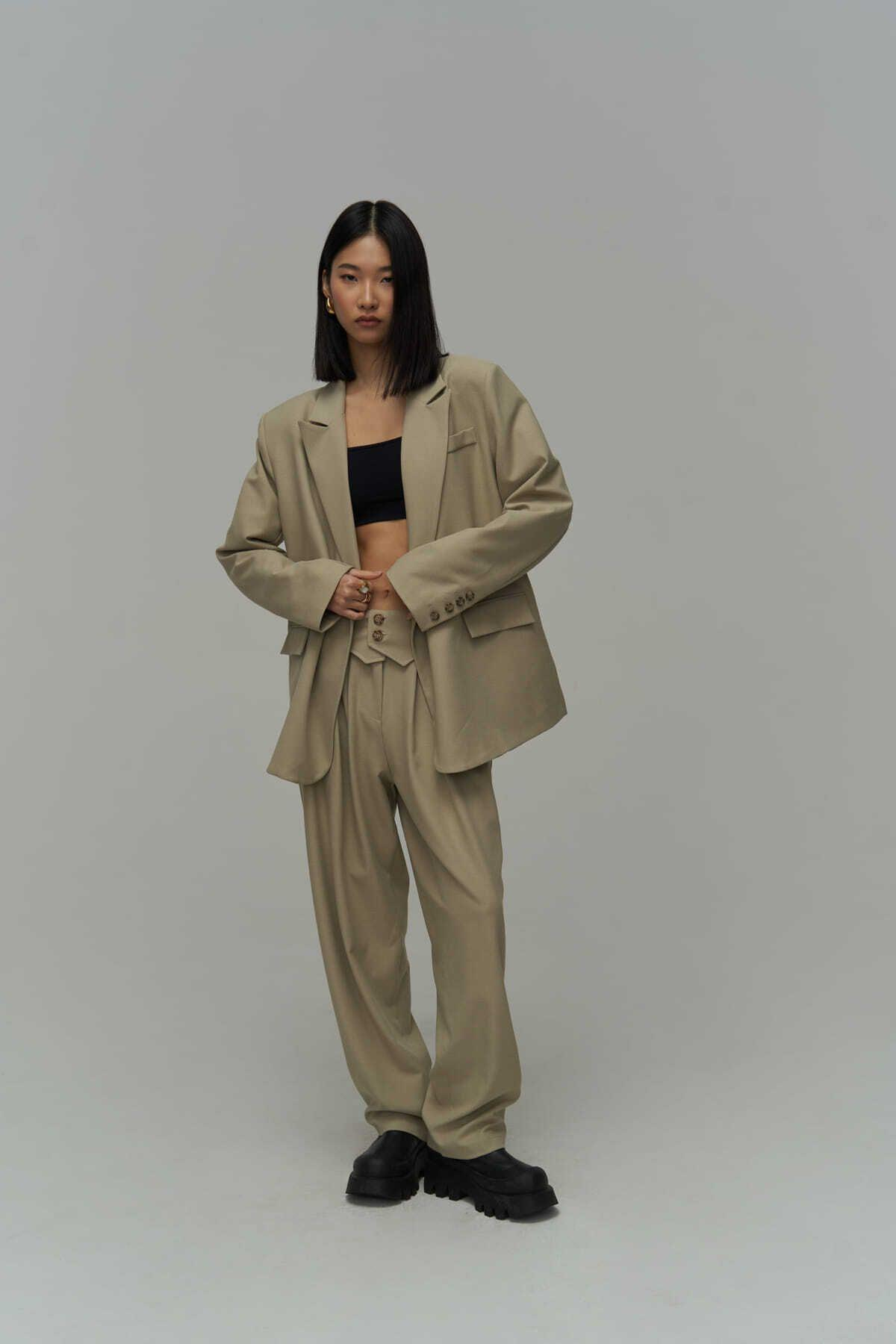 Mai Vanya Olive Green Blazer Suit