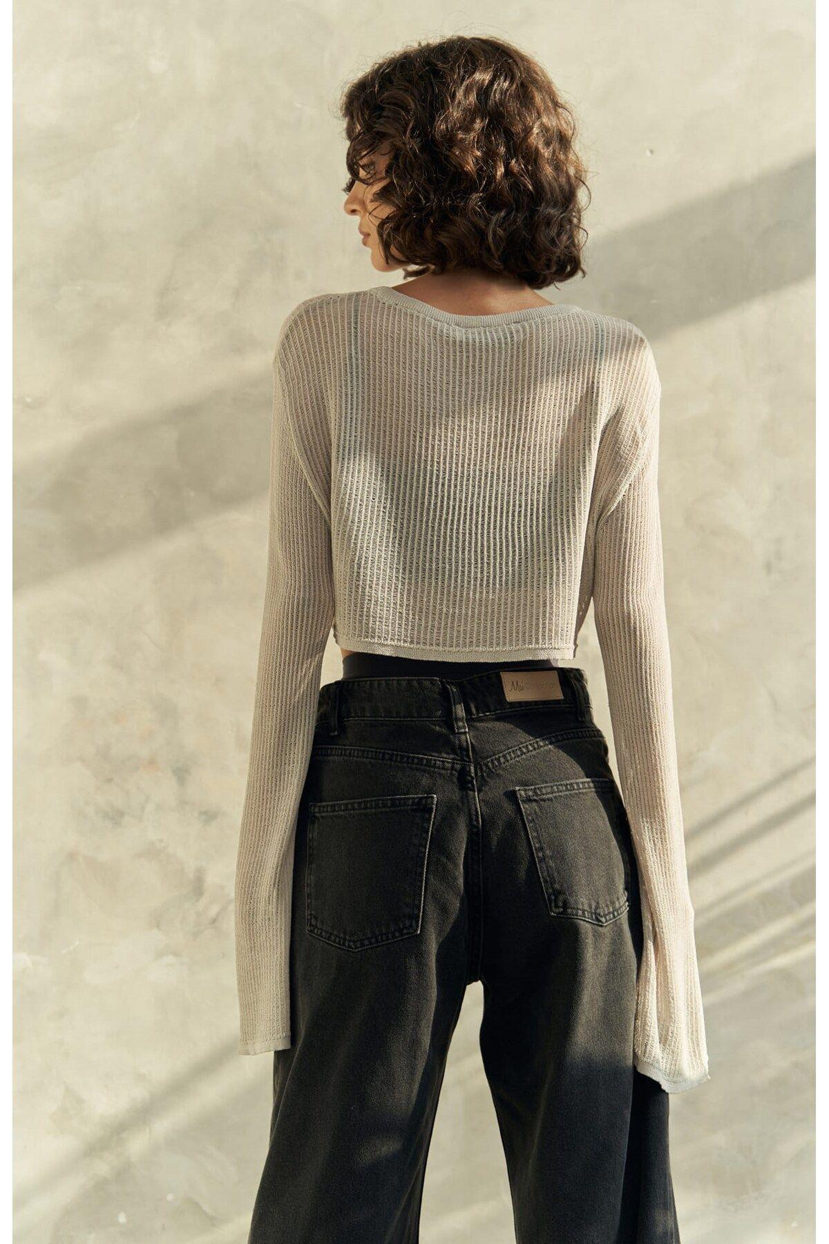 Variel Gri İnce Triko Crop