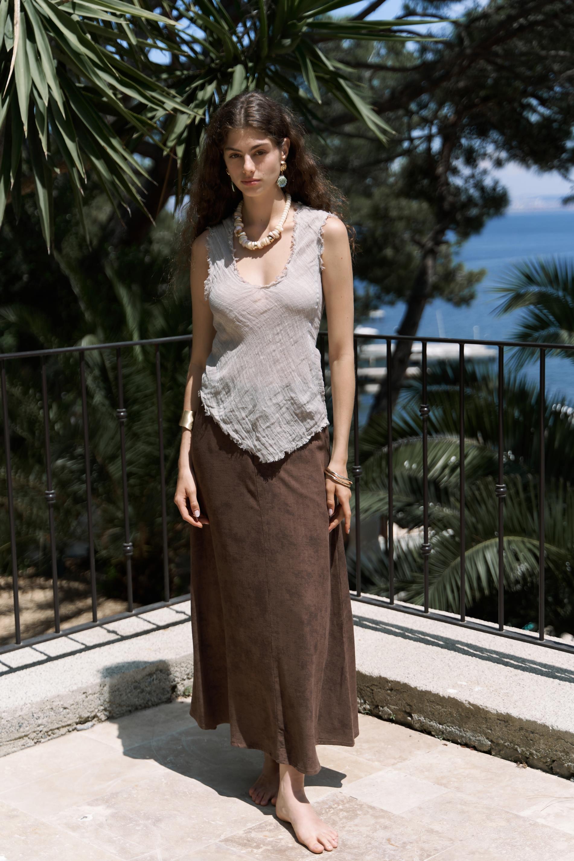 Veilinas Asimetrik Vizon Keten Crop