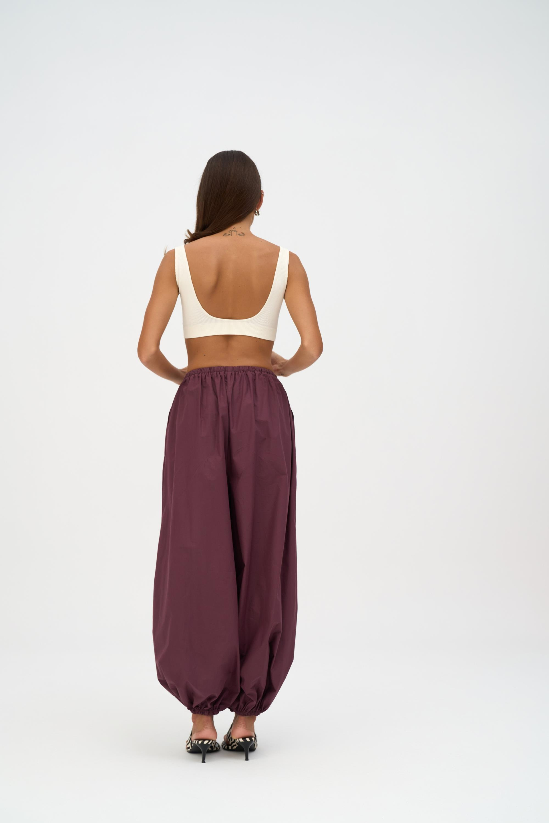 Velora Bordo Poplin Şalvar Pantolon