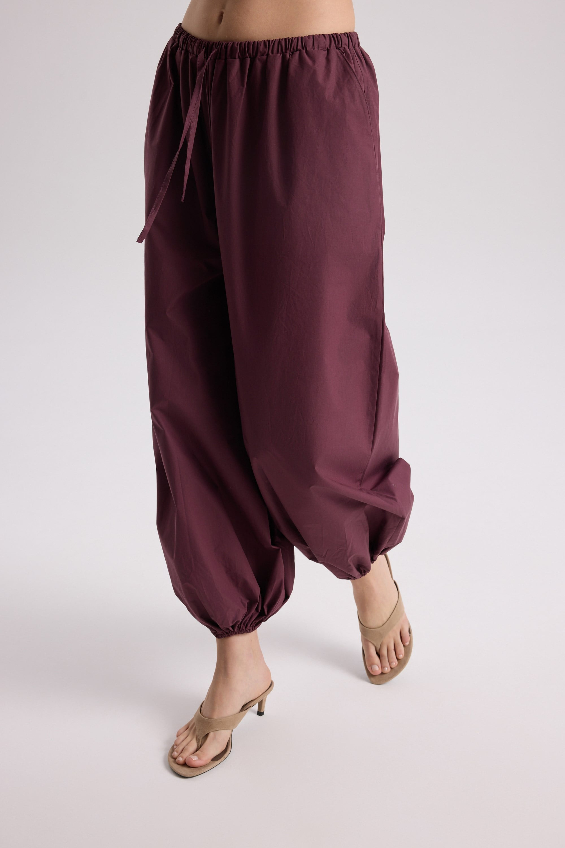 Velora Bordo Poplin Şalvar Pantolon