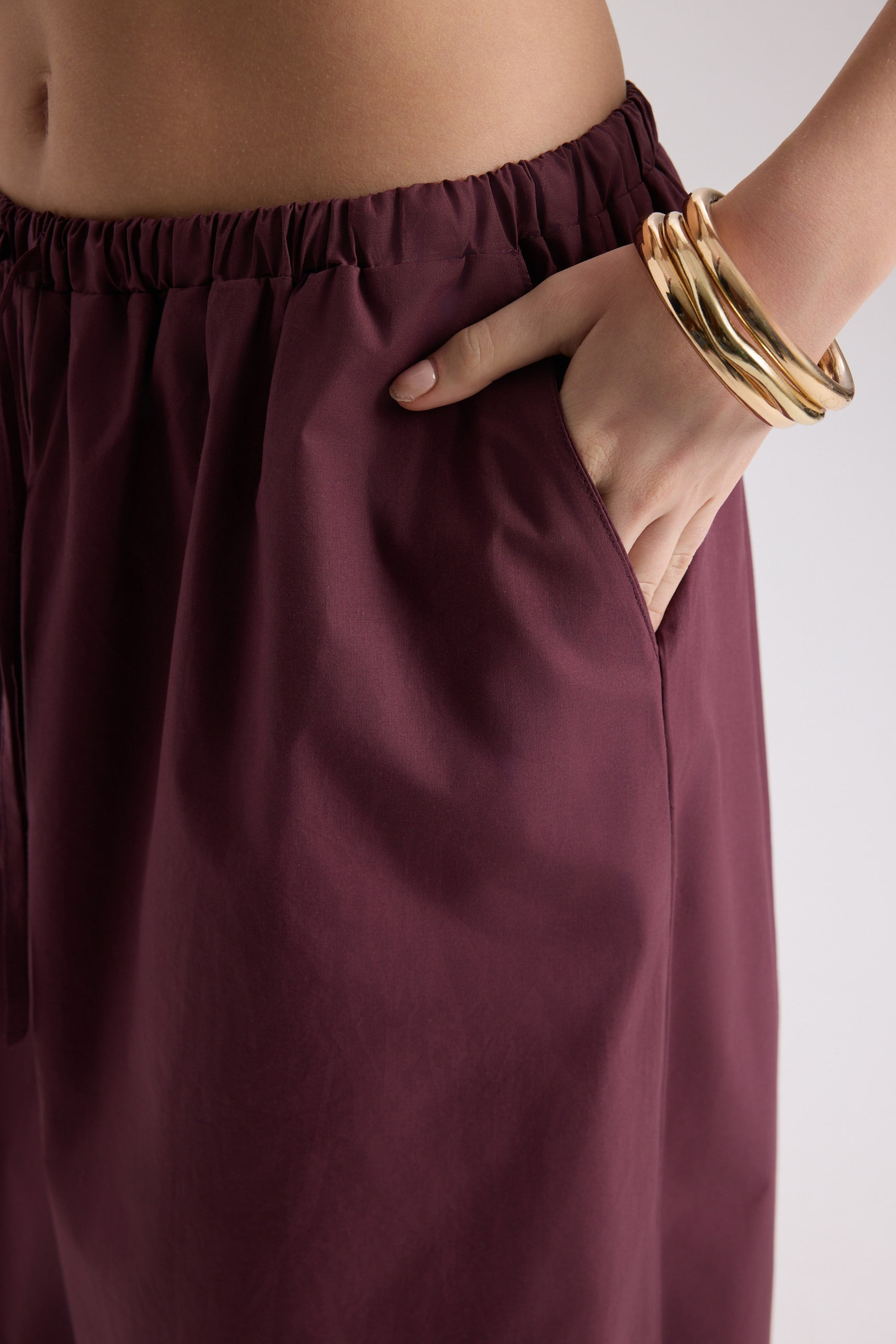 Velora Bordo Poplin Şalvar Pantolon
