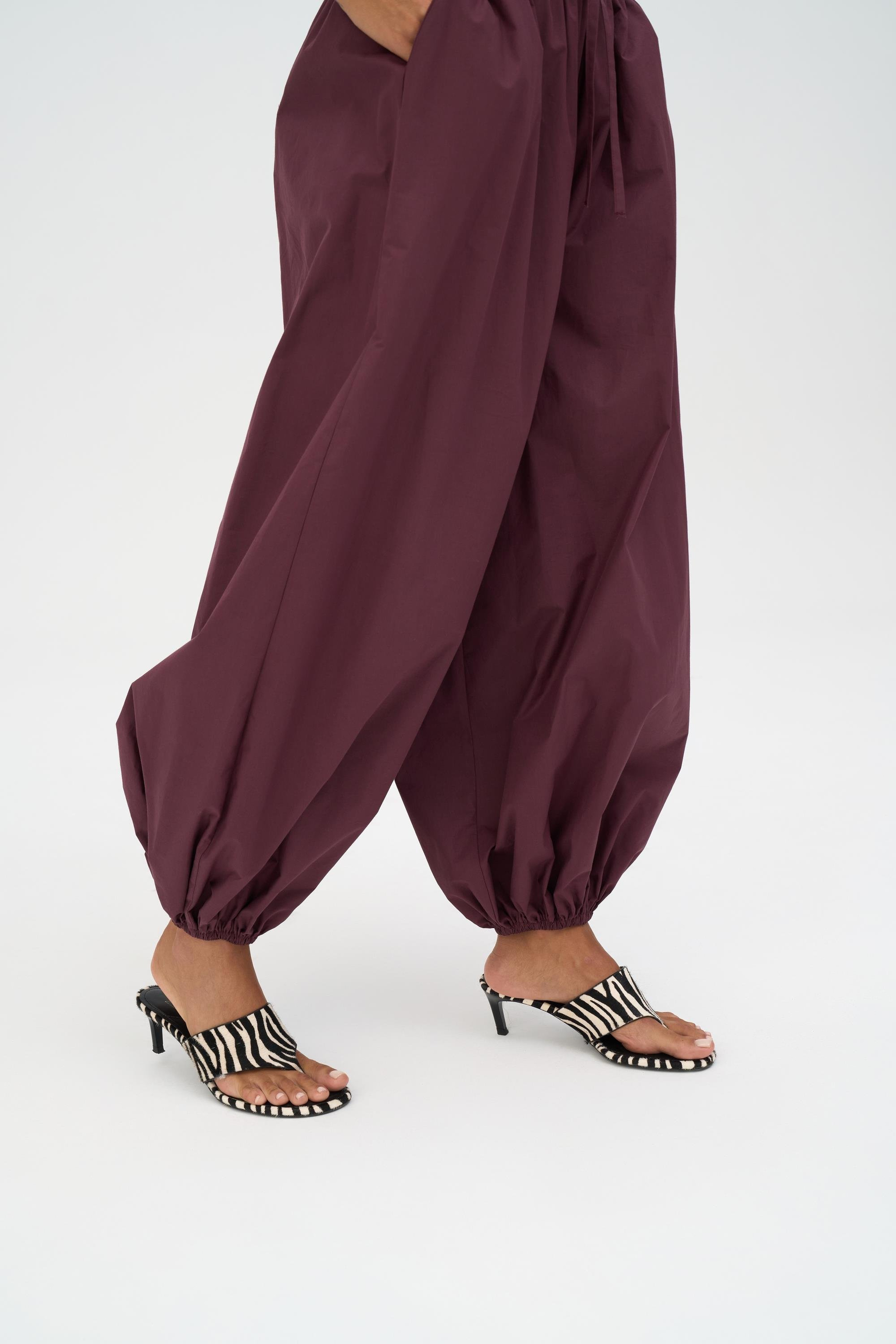 Velora Bordo Poplin Şalvar Pantolon