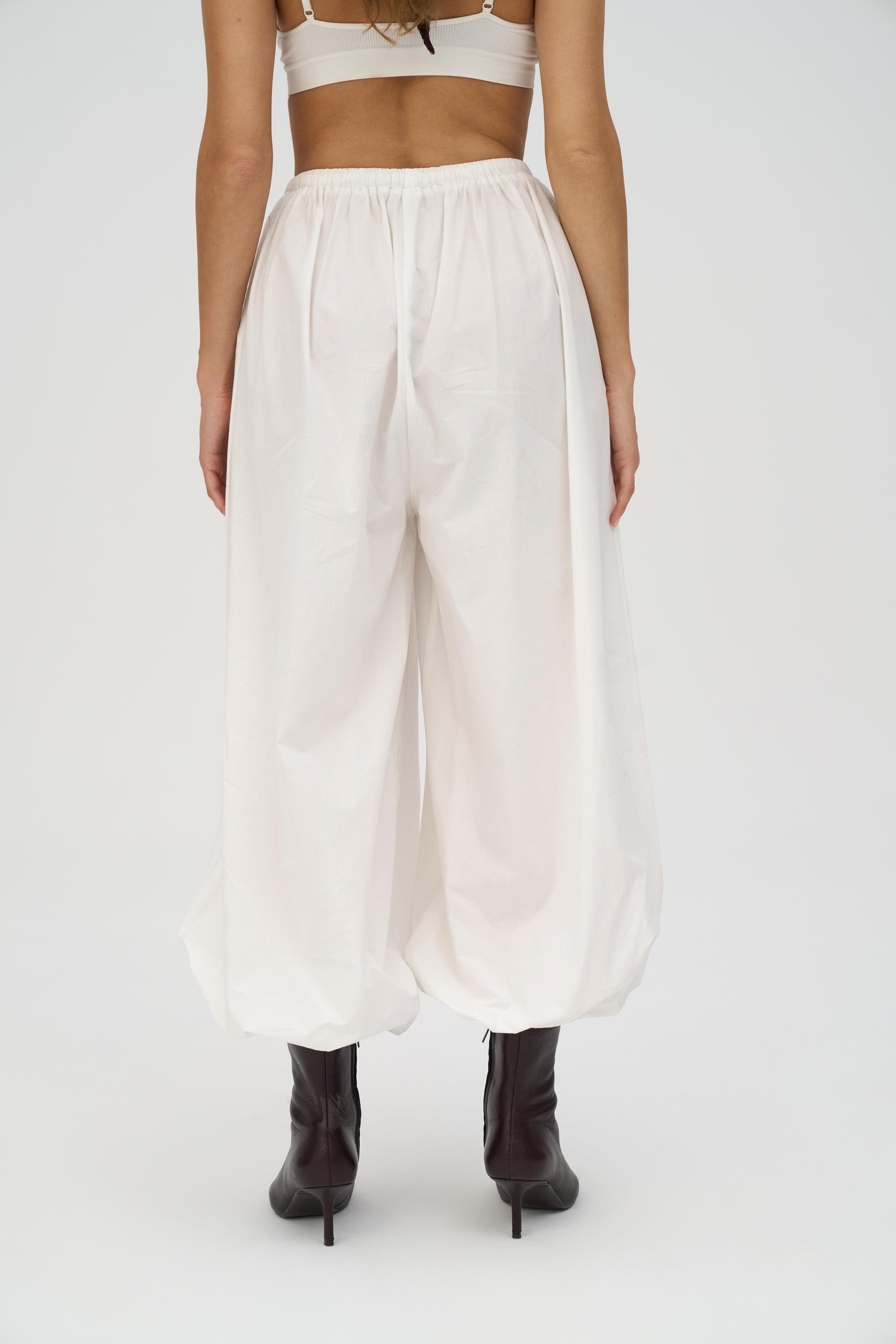 Velora Ekru Poplin Şalvar Pantolon