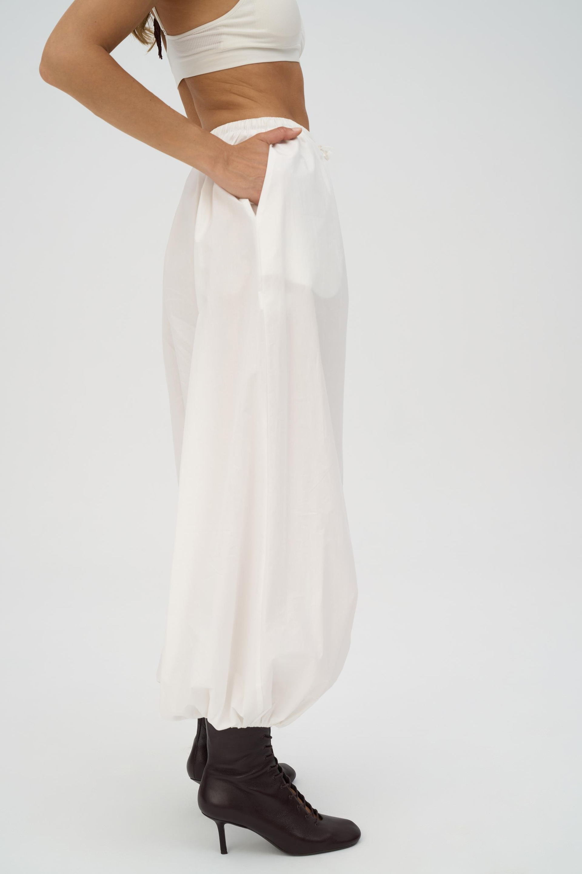 Velora Ekru Poplin Şalvar Pantolon