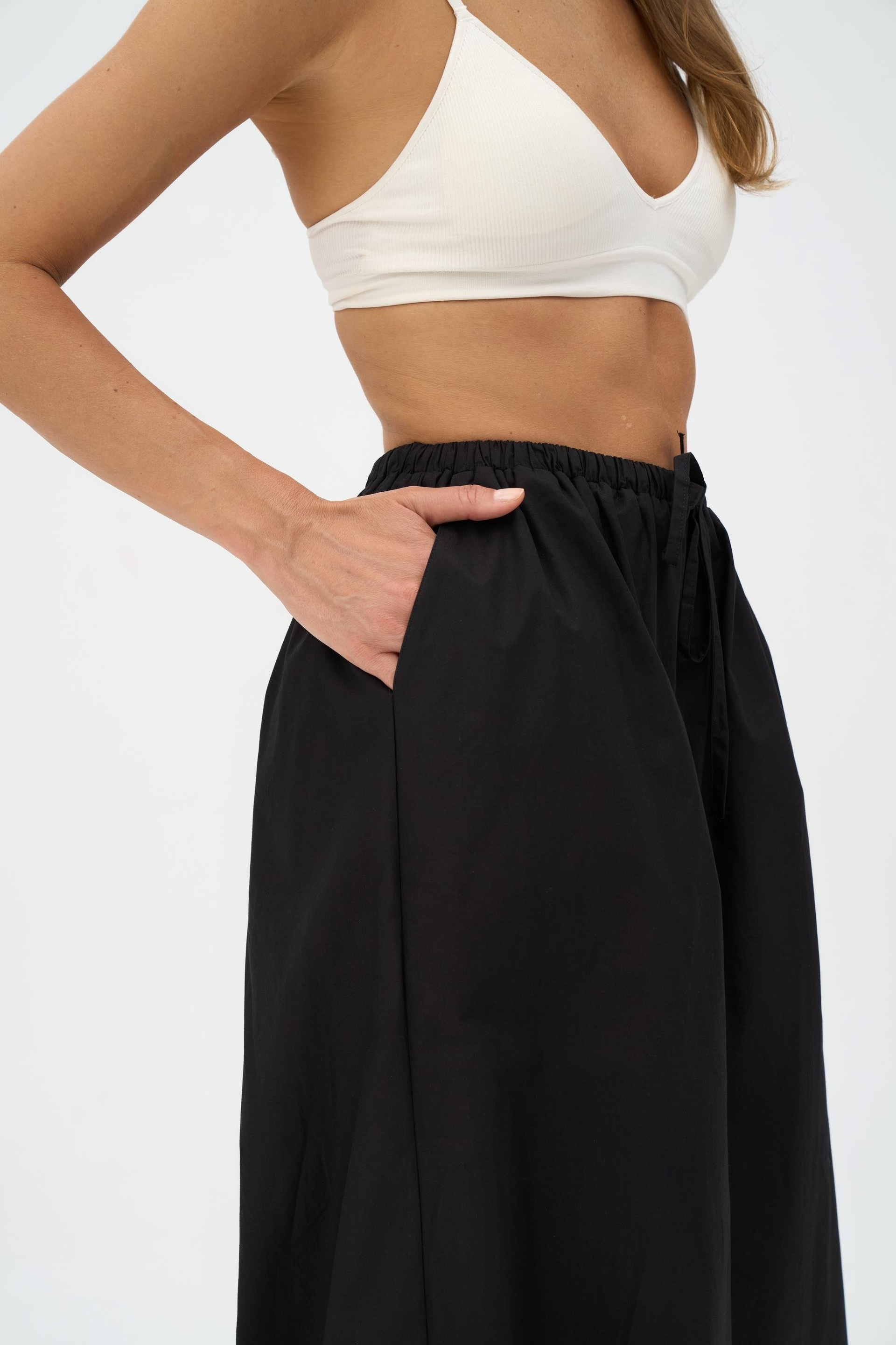 Velora Siyah Poplin Şalvar Pantolon