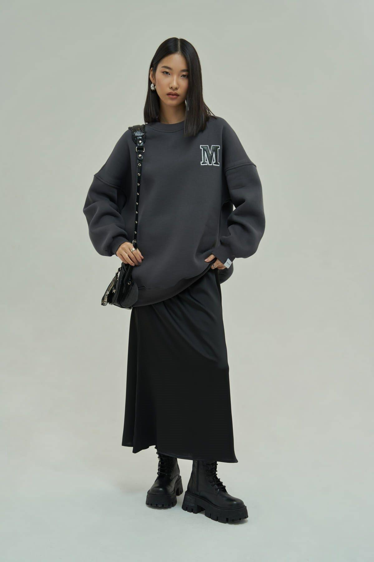 Mai Collection Venera Anthracite Oversize Sweatshirt