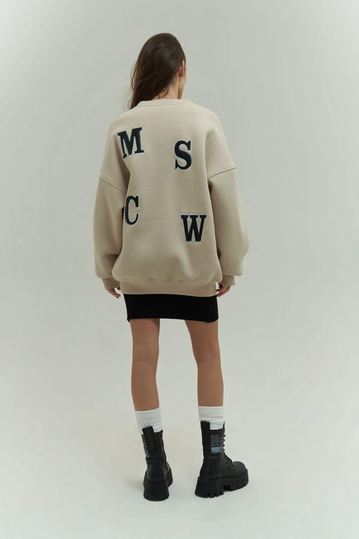 Mai Collection Venera Beige Oversize Sweatshirt