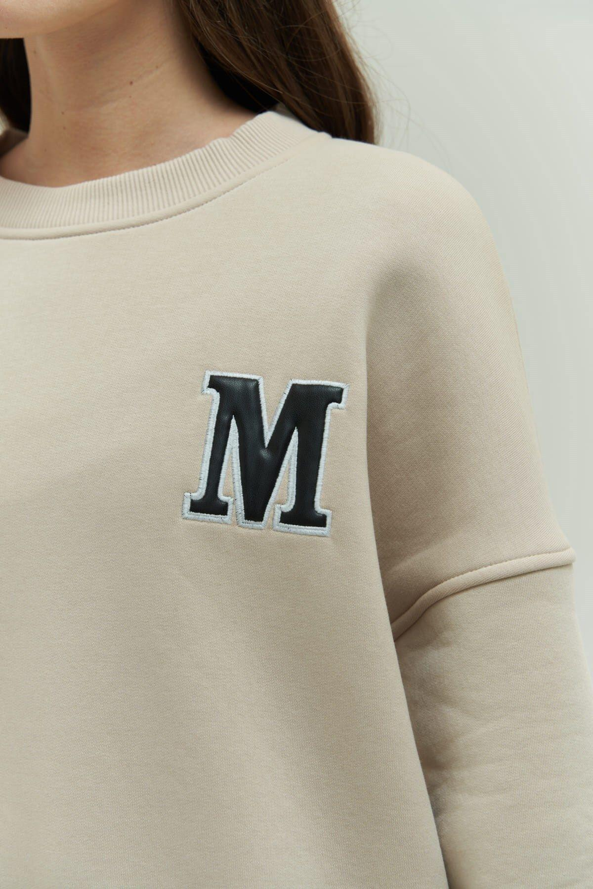 Mai Collection Venera Beige Oversize Sweatshirt