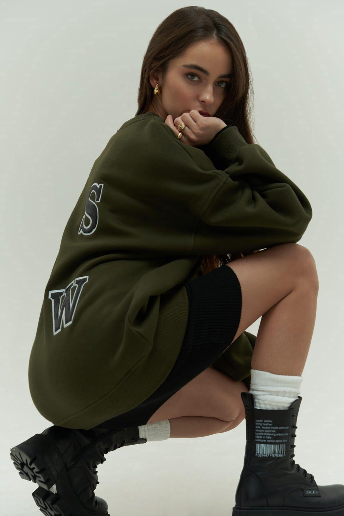Venera Koyu Haki Oversize Sweatshirt
