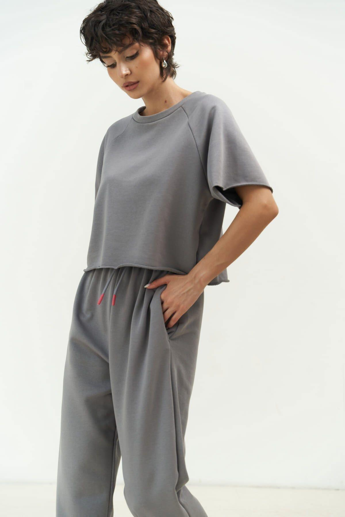 Vero Gray Cropped Tracksuit