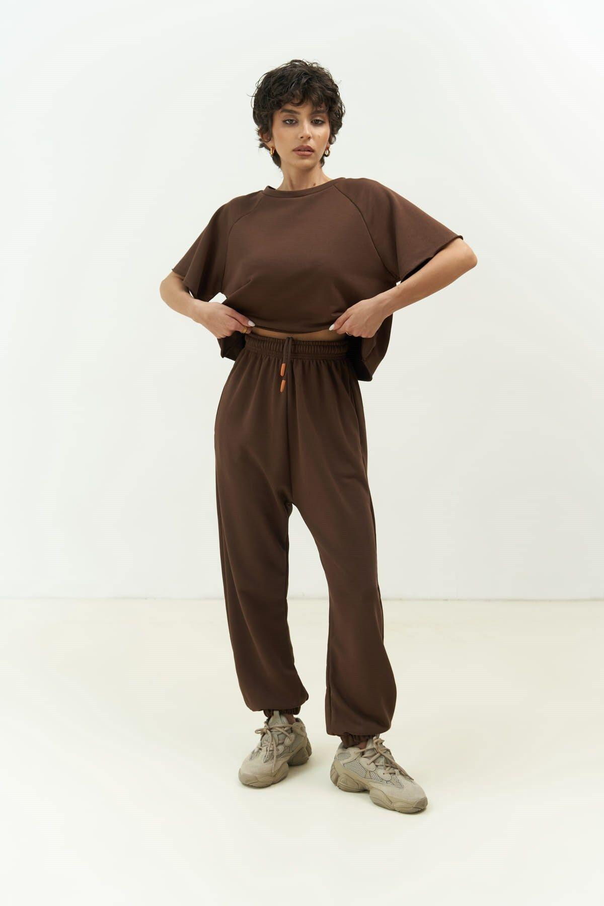 Vero Brown Cropped Tracksuit