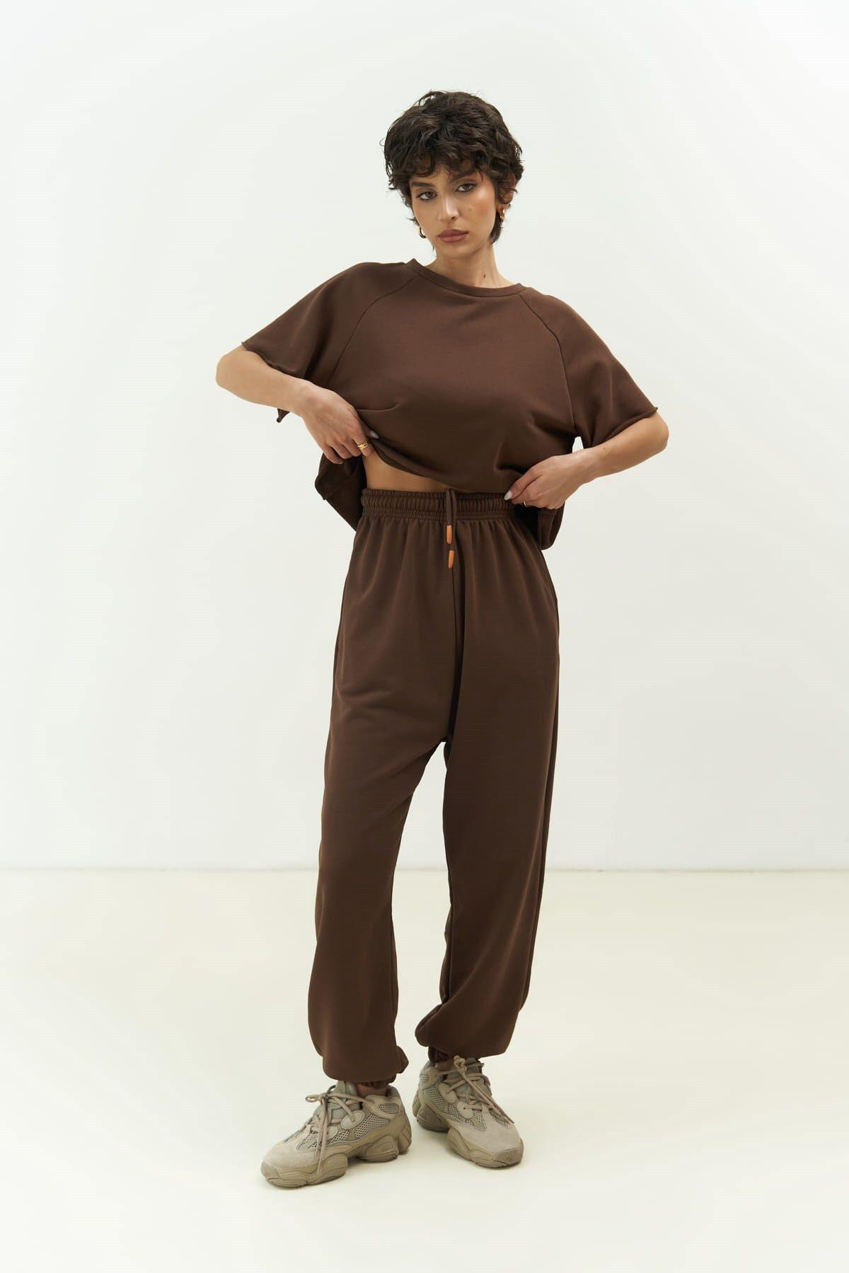 Vero Brown Cropped Tracksuit