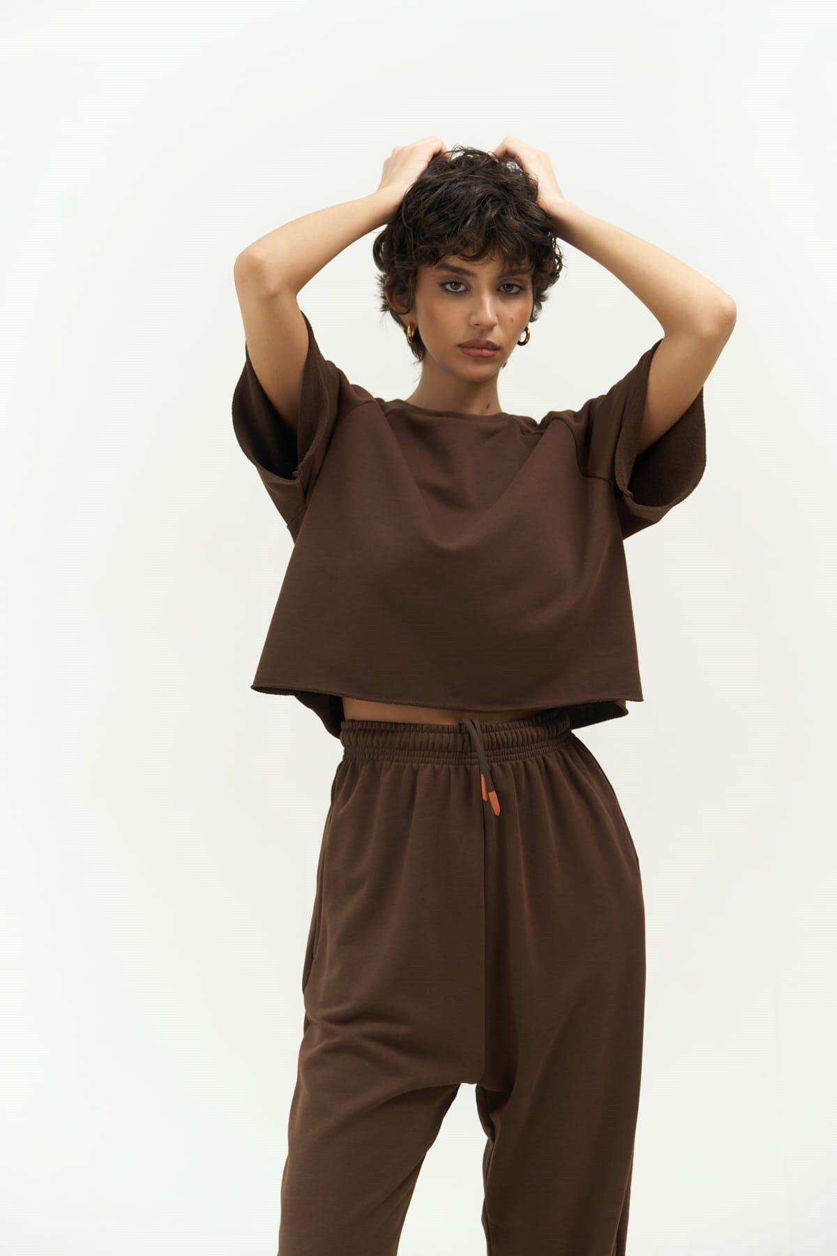Vero Brown Cropped Tracksuit