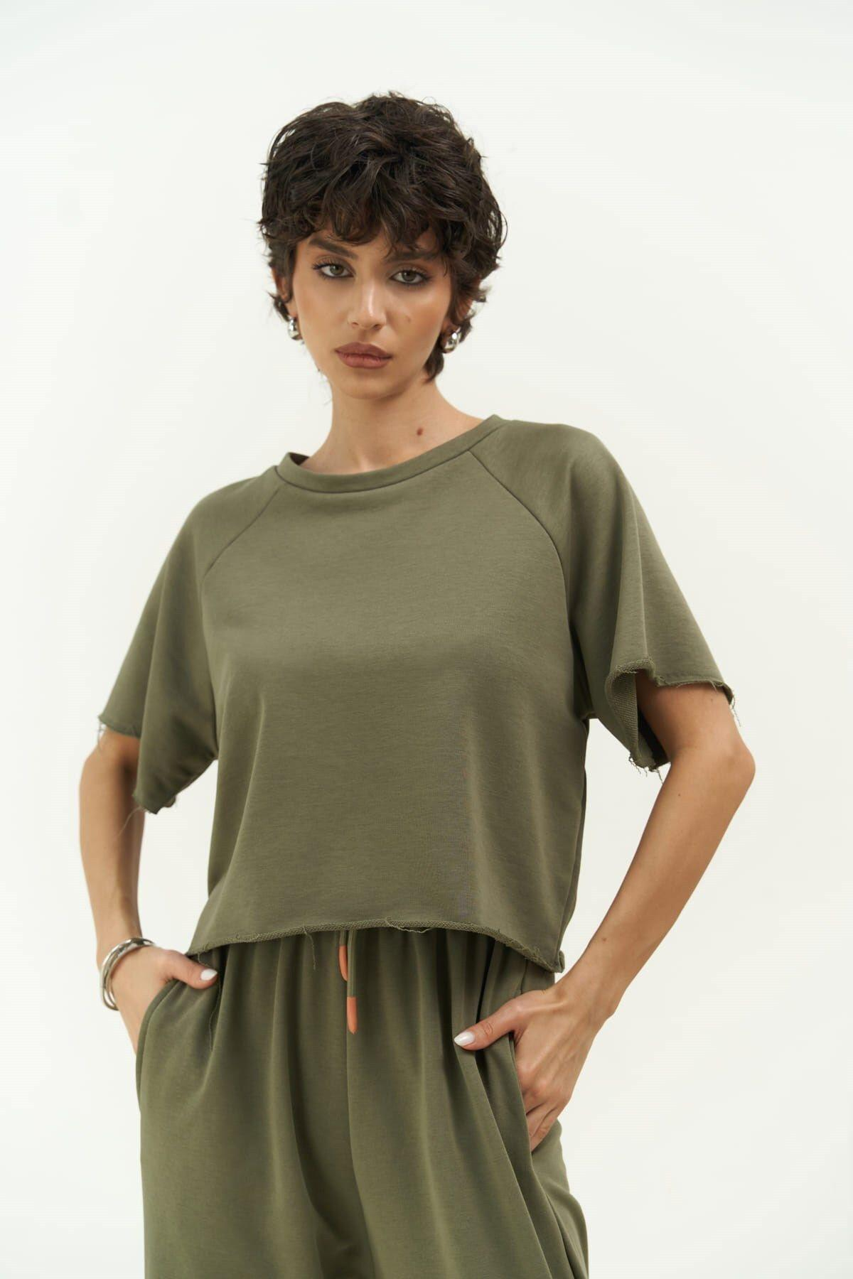 Vero Soft Khaki Cropped Tracksuit