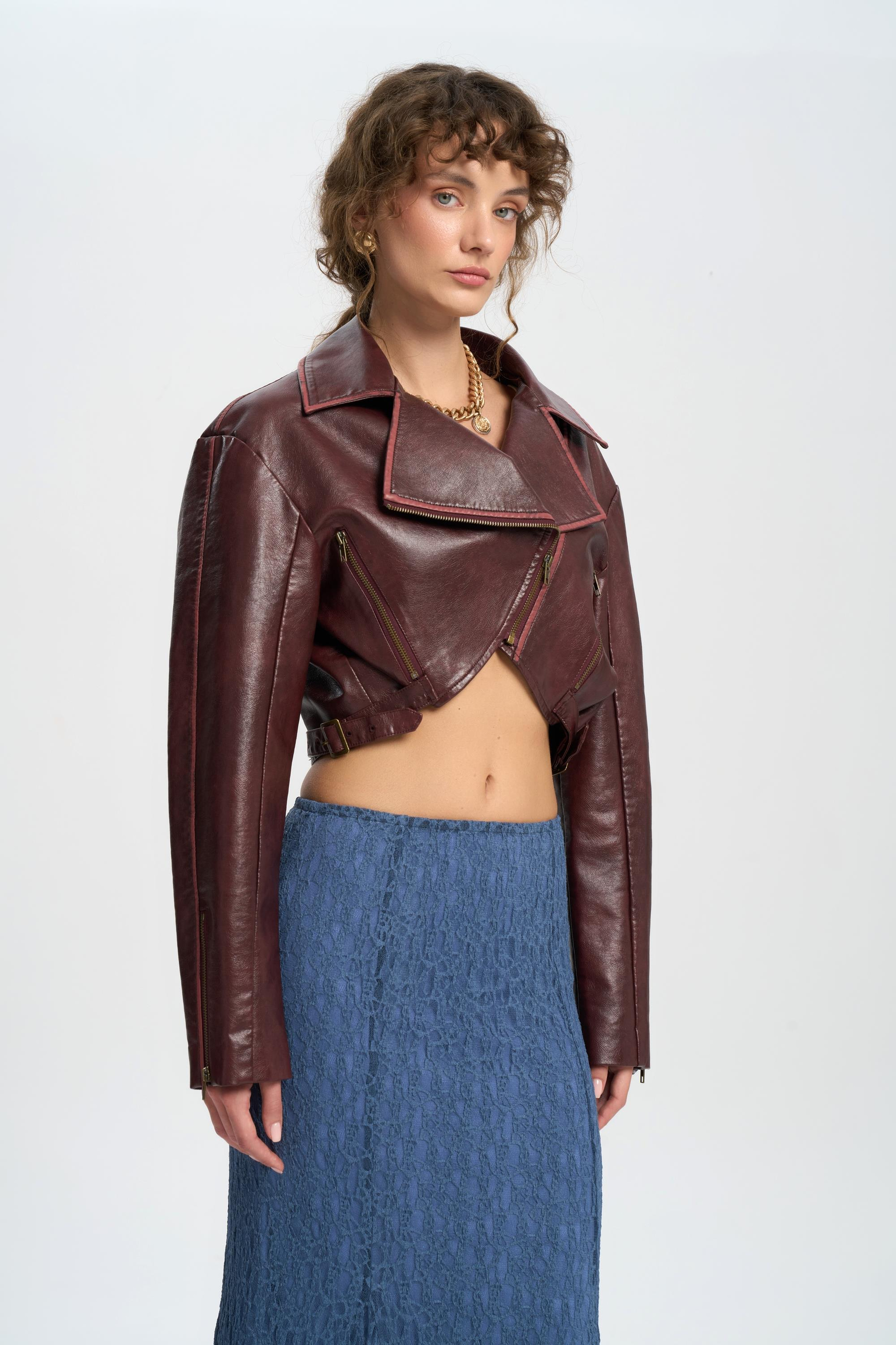 Veylia Uzun İndigo Dantel Etek