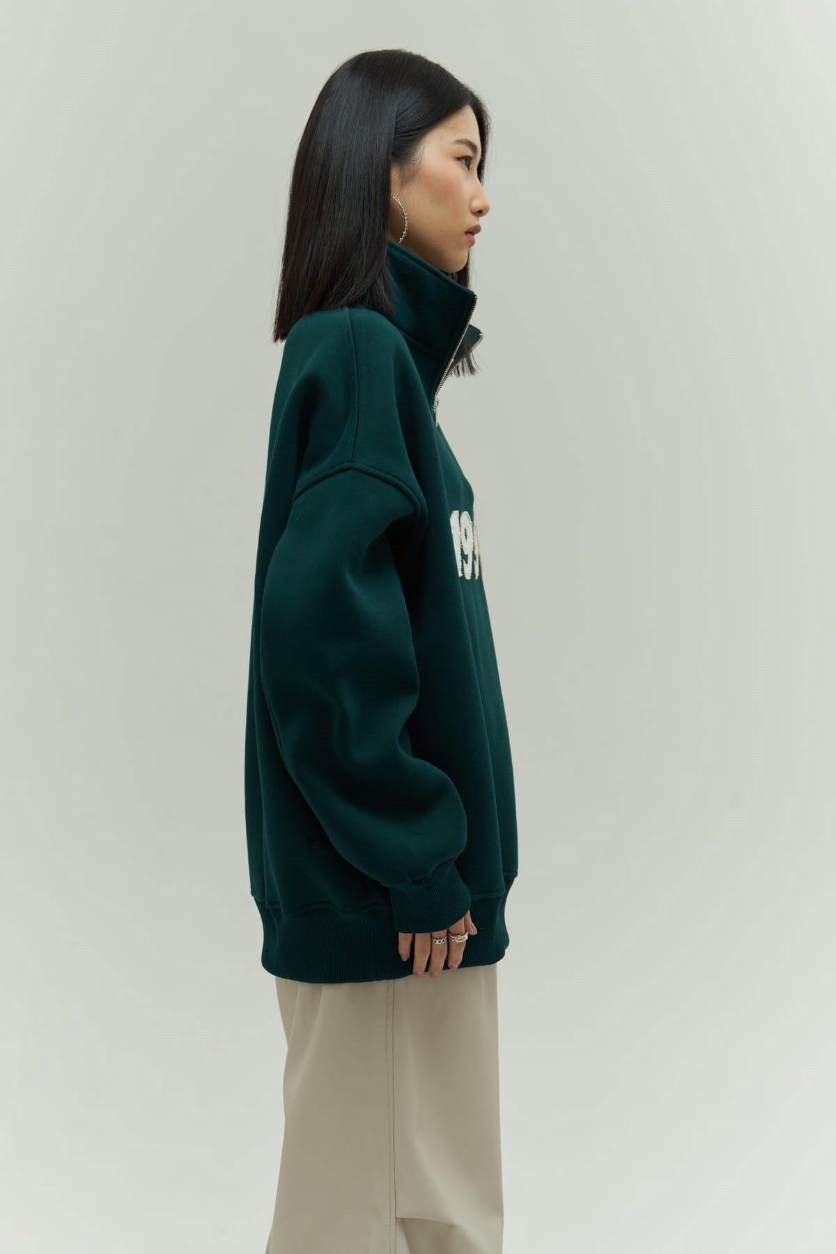 Mai Collection Vintage 1990 Dark Green Oversize Sweatshirt