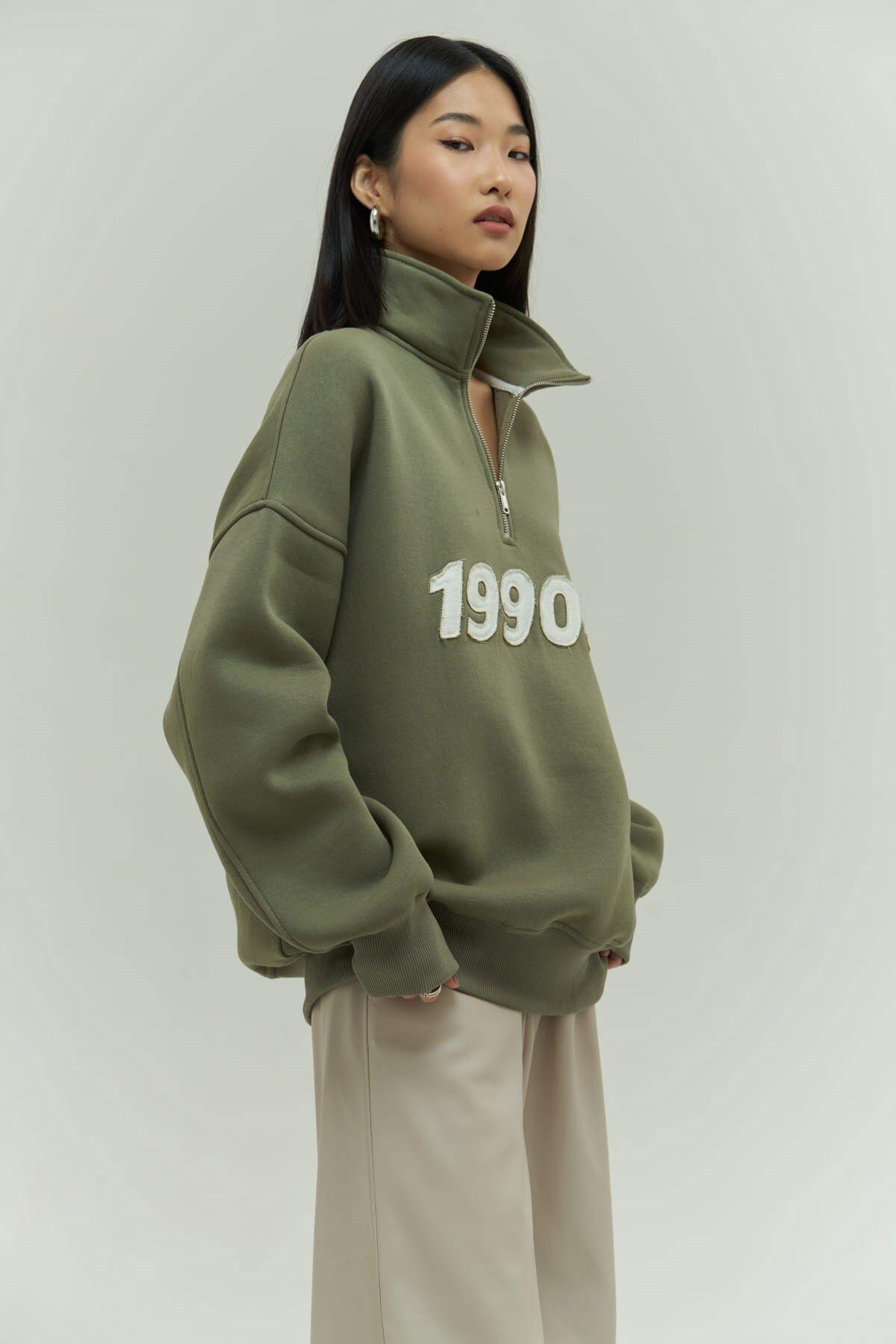 Mai Collection Vintage 1990 Light Khaki Oversize Sweatshirt