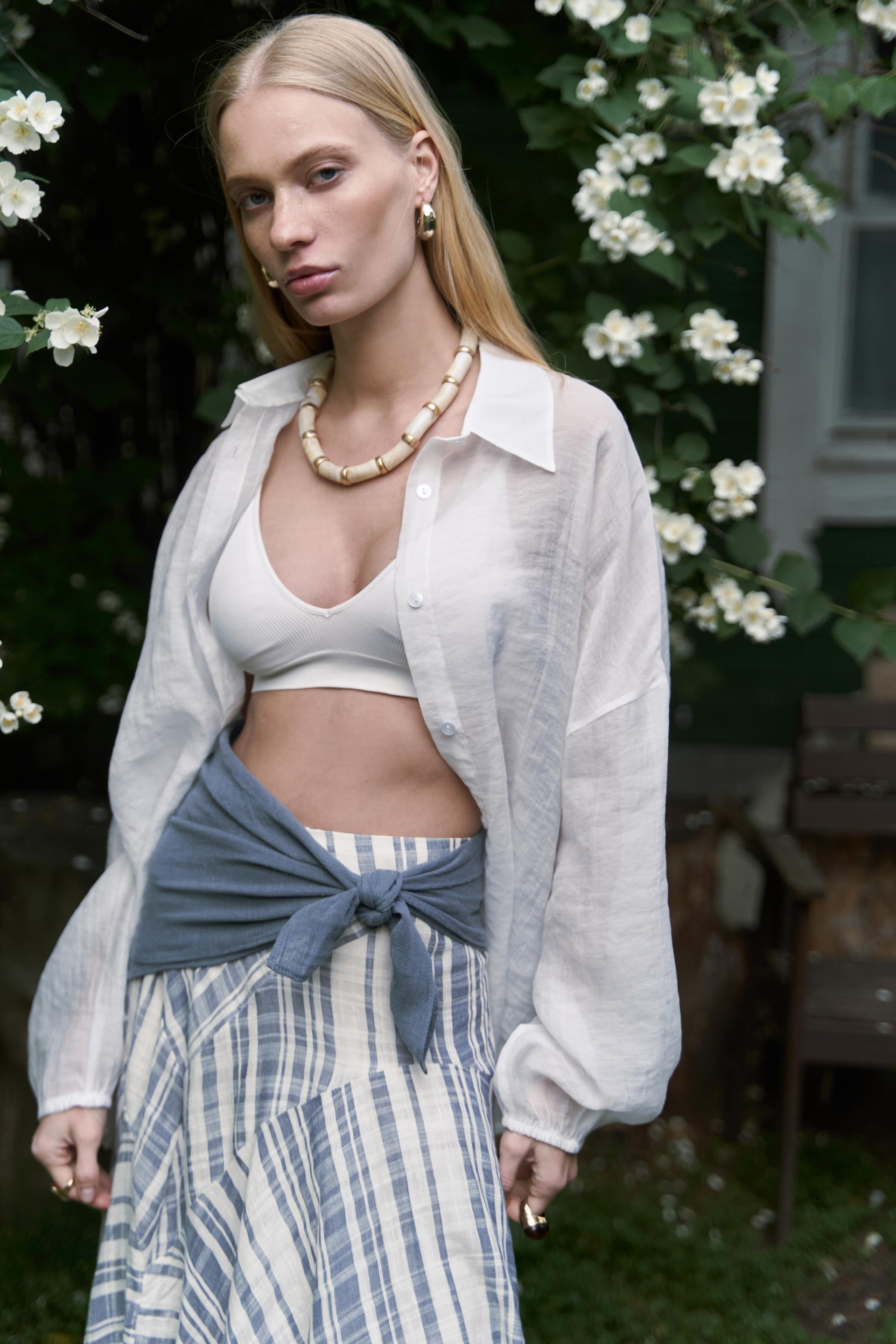 Violet Füme Keten Fular