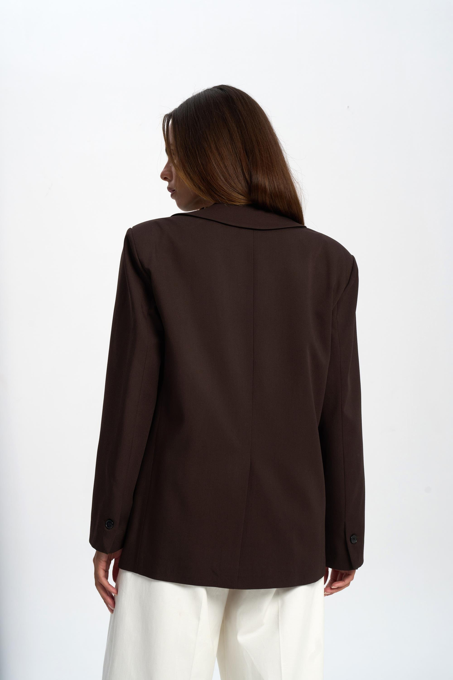 Volda Collar Detailed Brown Blazer