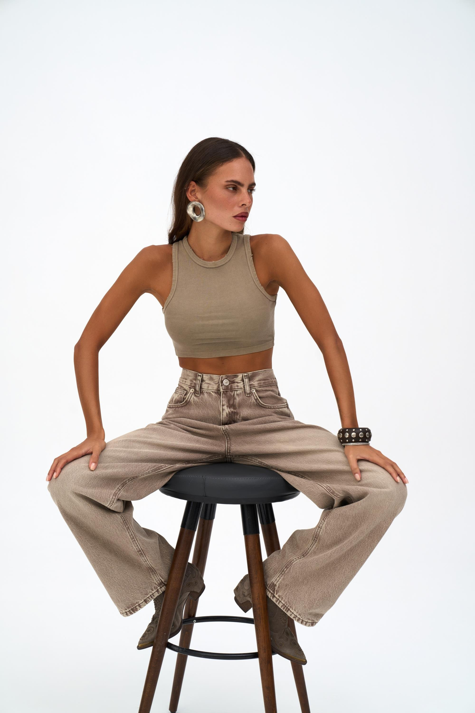 Volme Washed Brown Jean Pants