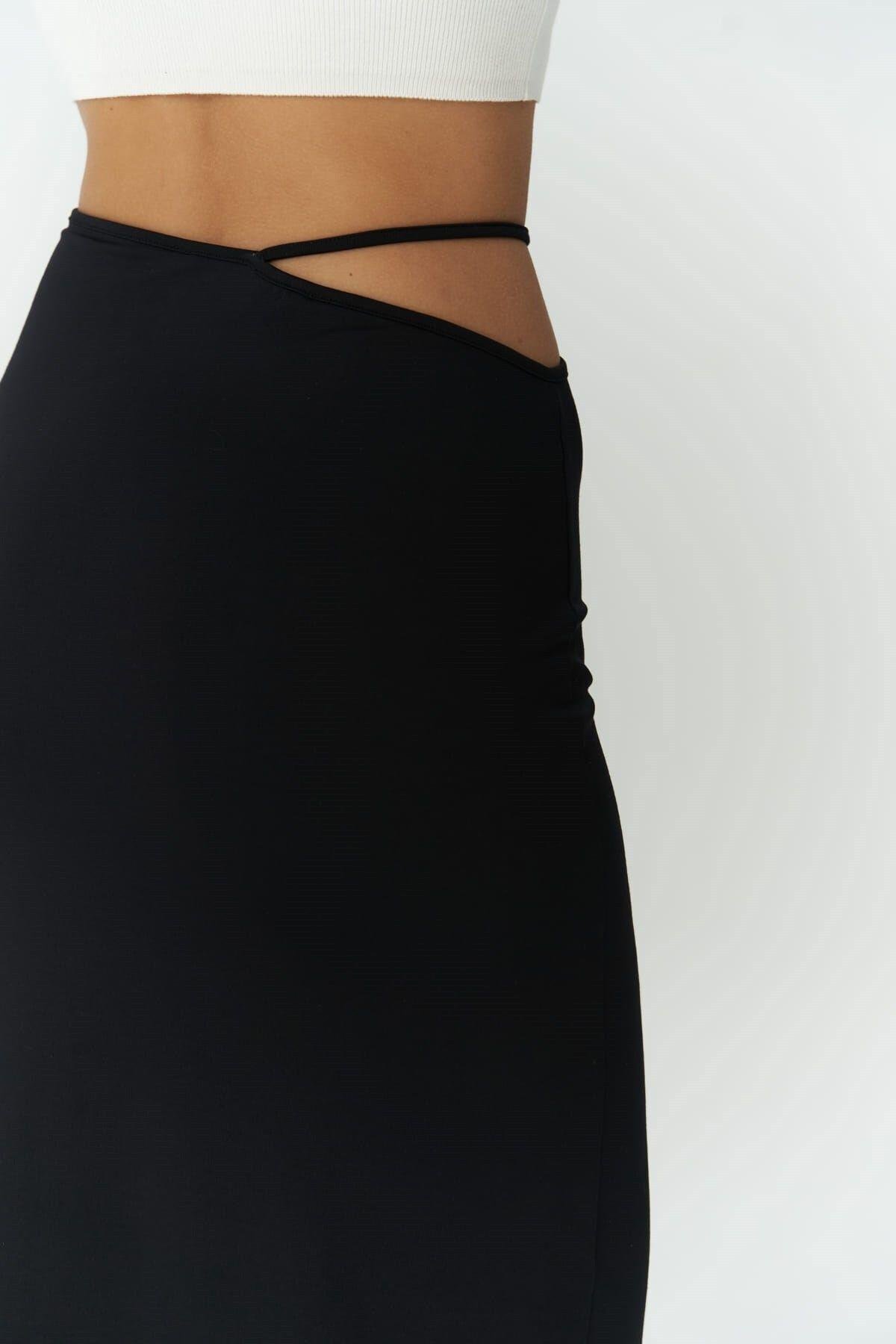 Willy Black Long Skirt with Rope Detail