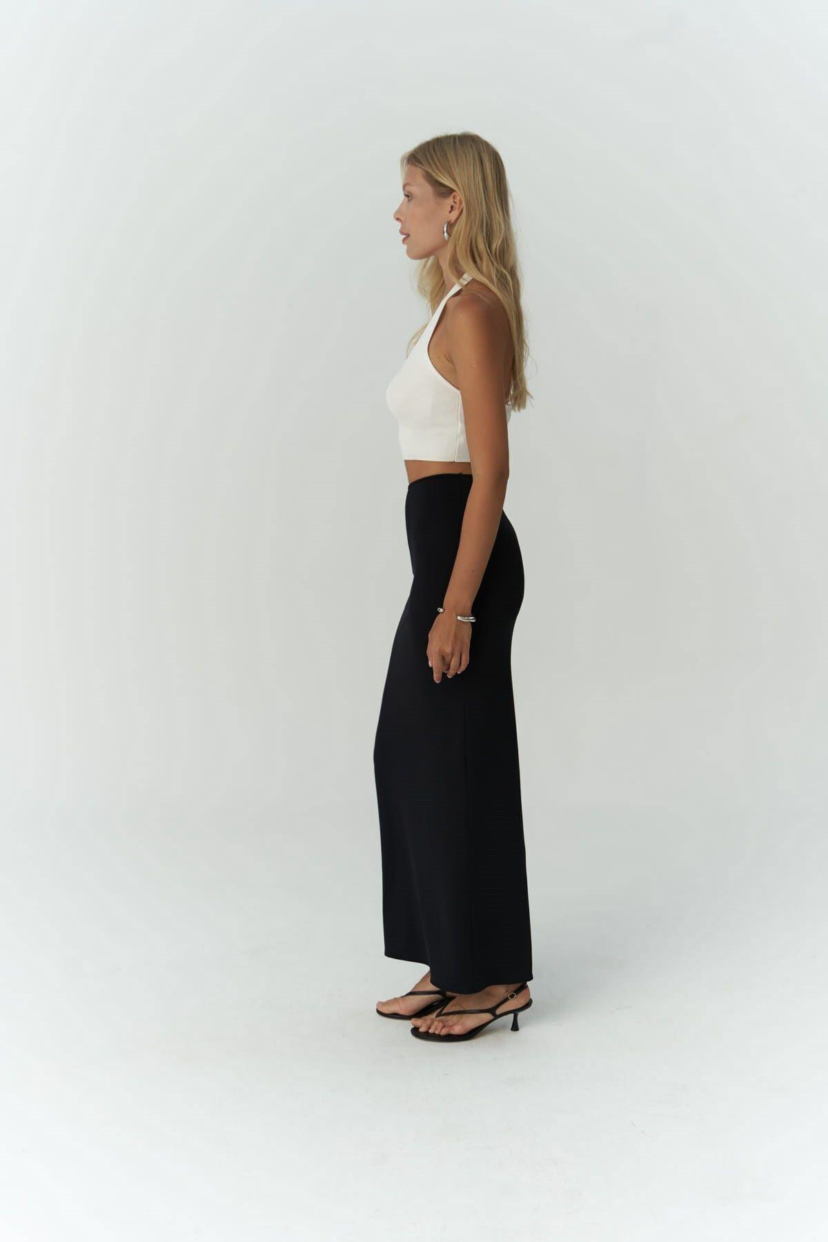 Willy Black Long Skirt with Rope Detail